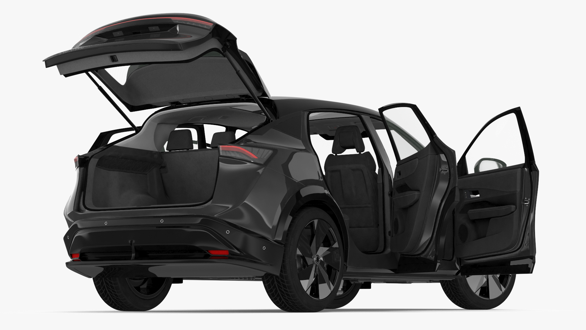 3D Modern Electric SUV Black Rigged for Maya