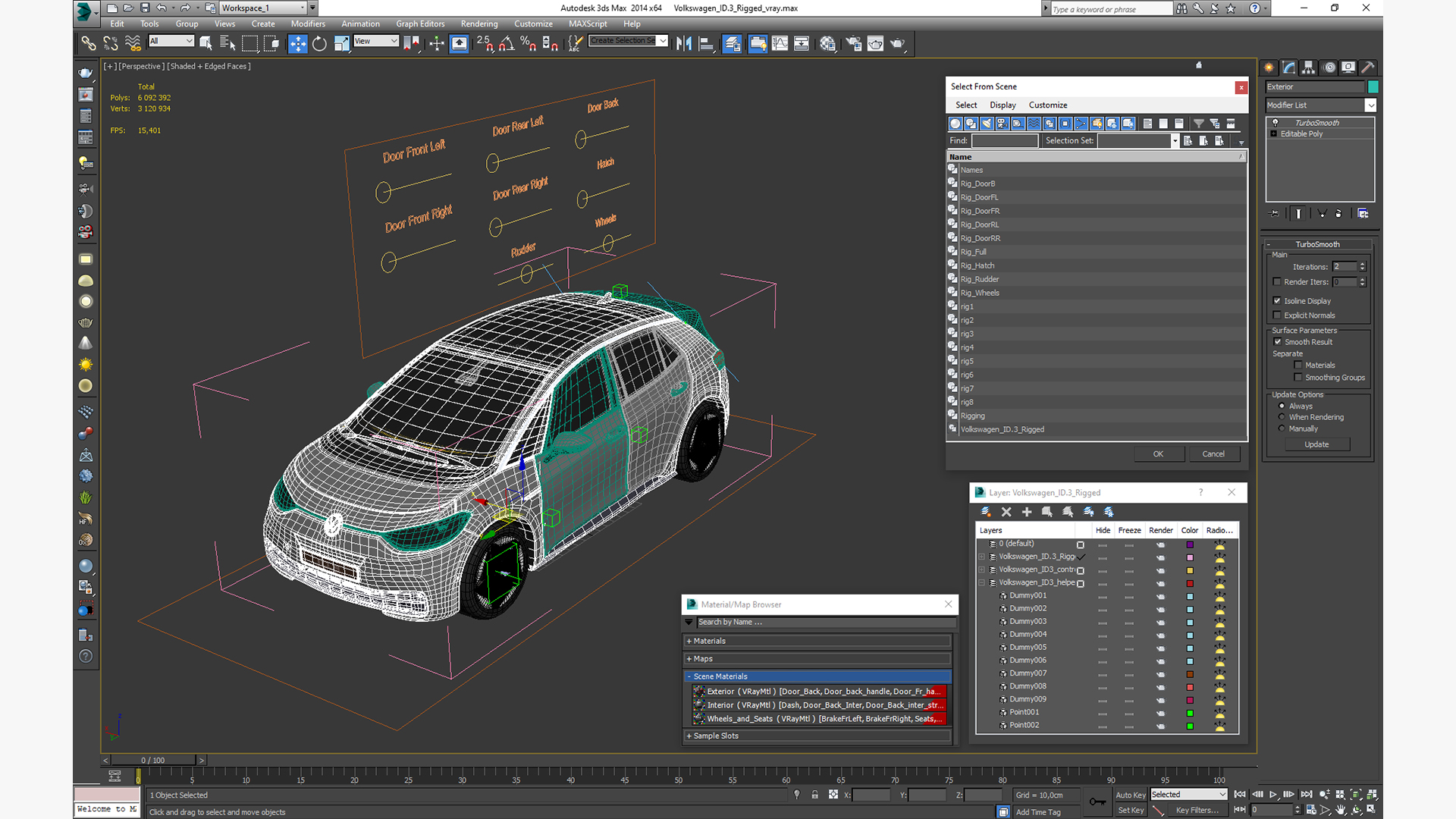 3D Volkswagen ID3 Rigged