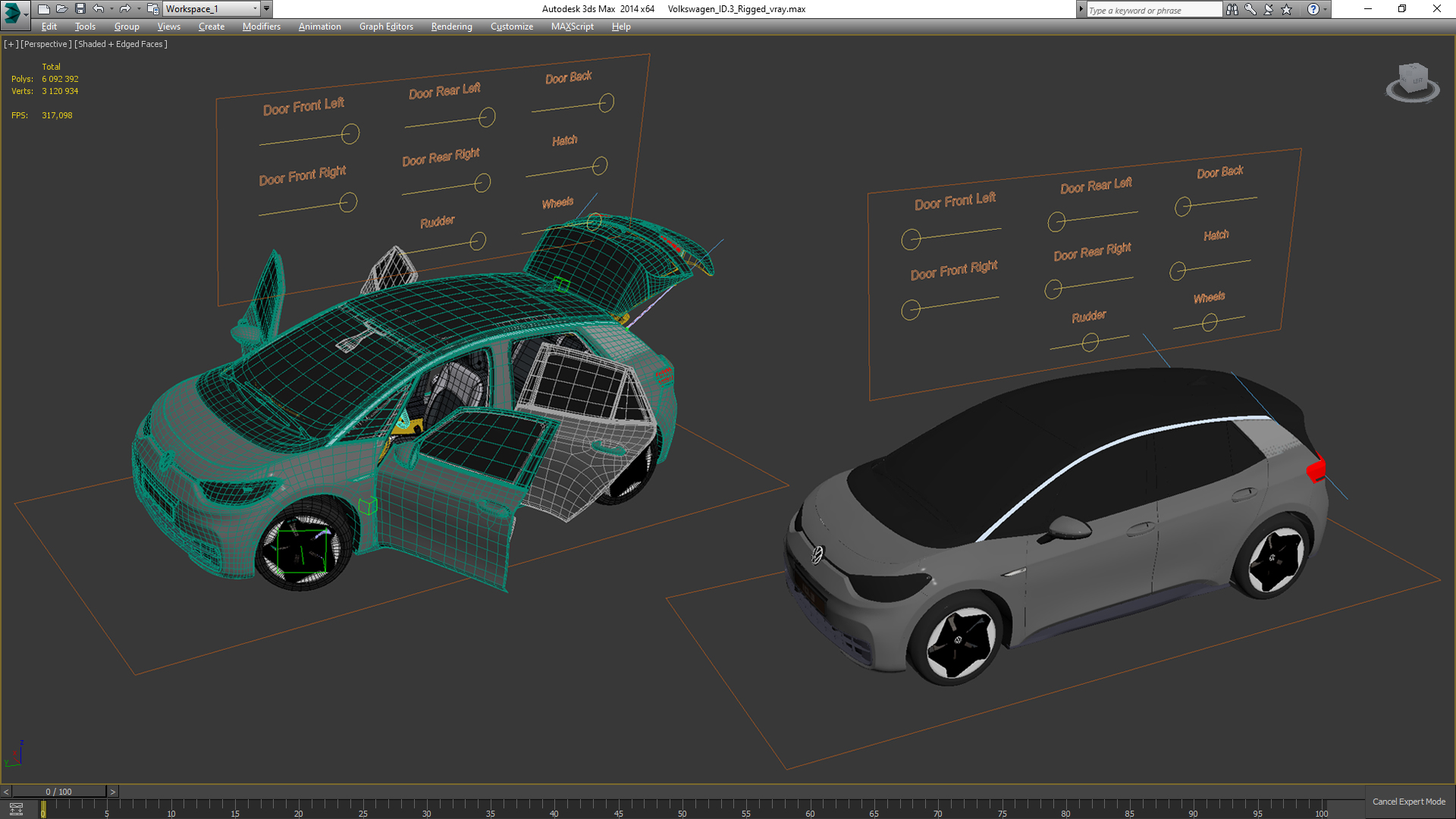 3D Volkswagen ID3 Rigged