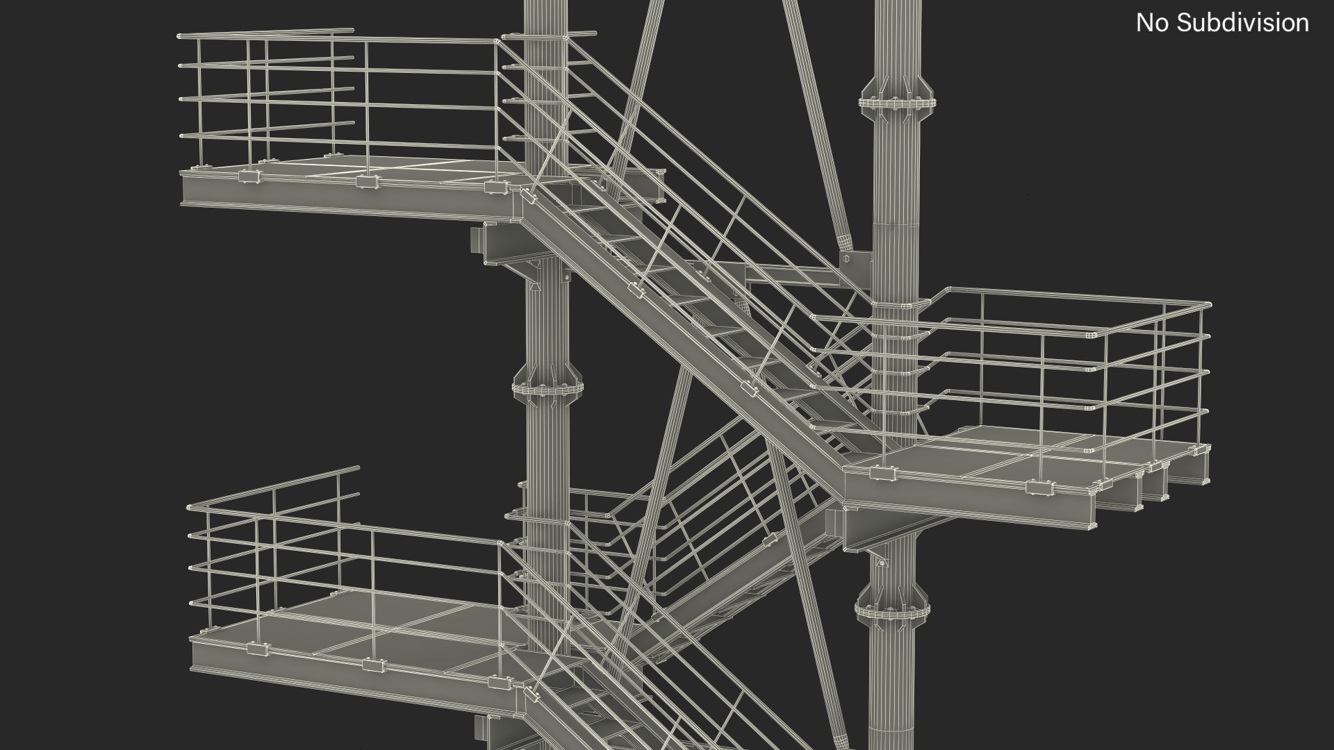 3D Modular Fire Escape Red model