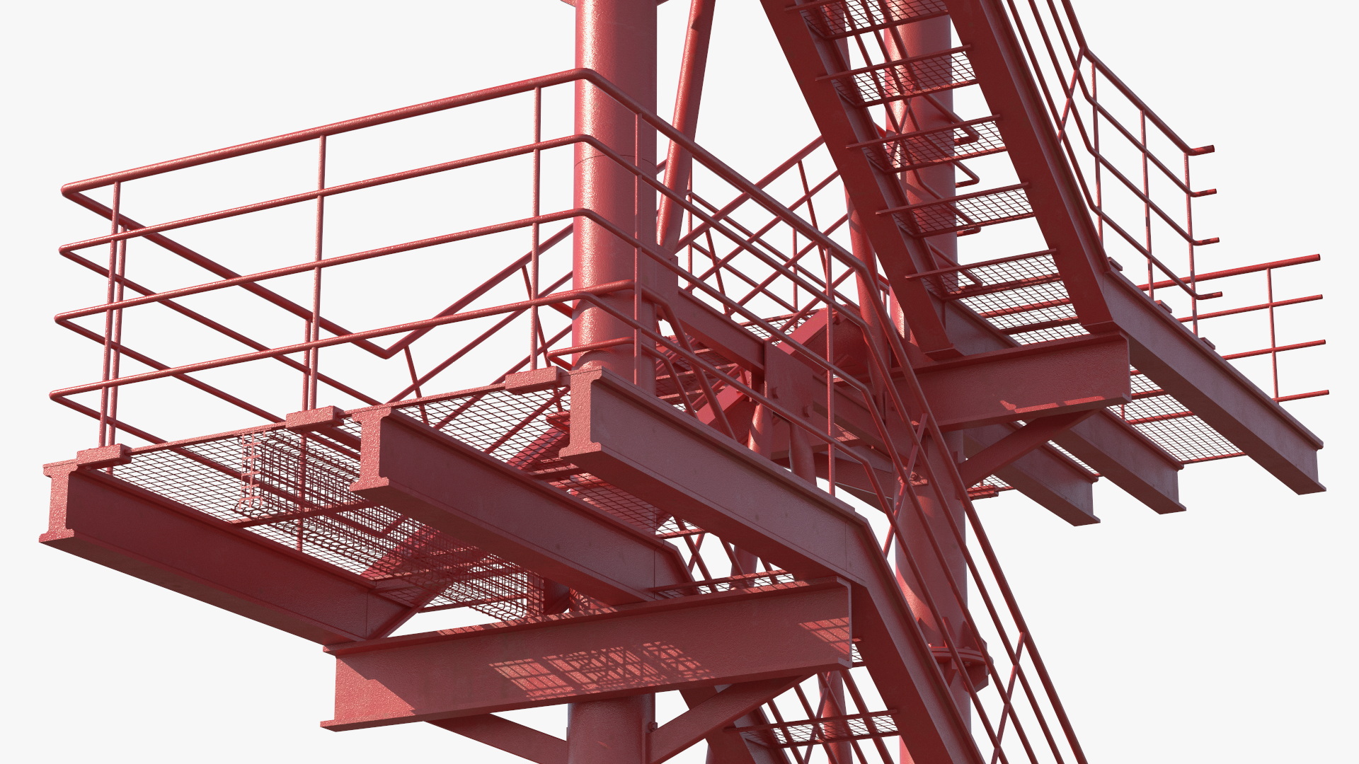 3D Modular Fire Escape Red model