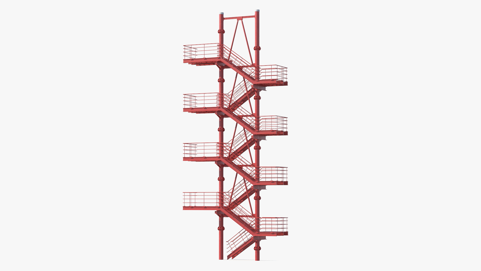 3D Modular Fire Escape Red model