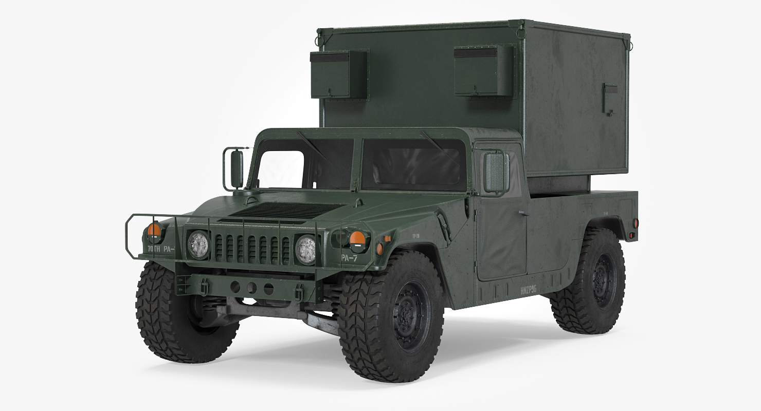 3D Shelter Carrier MSE Car HMMWV m1037 Rigged Green model