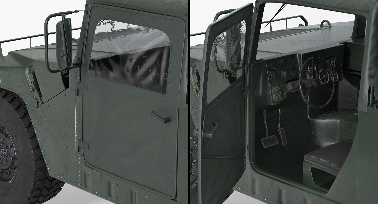 3D Shelter Carrier MSE Car HMMWV m1037 Rigged Green model