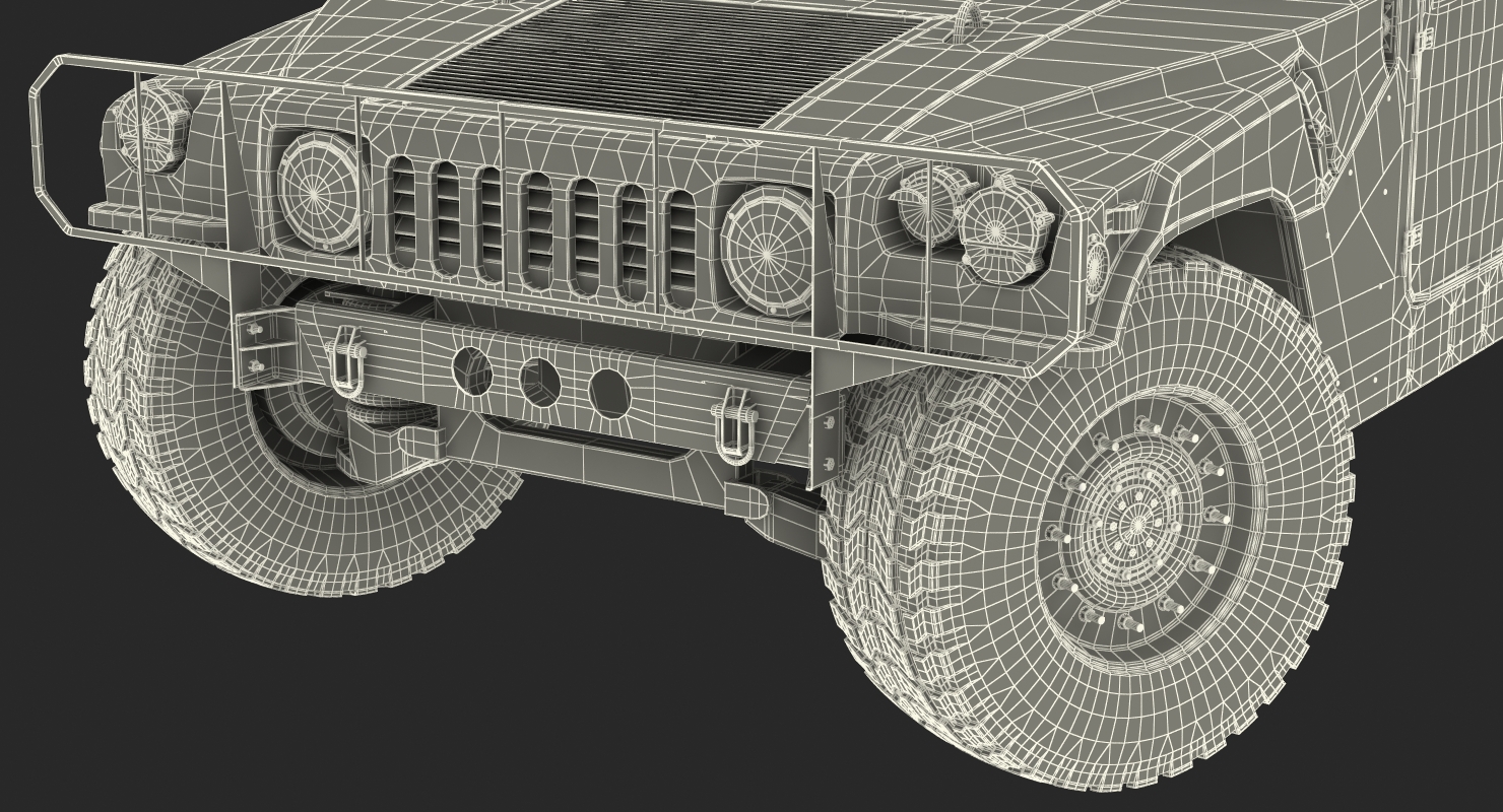 3D Shelter Carrier MSE Car HMMWV m1037 Rigged Green model