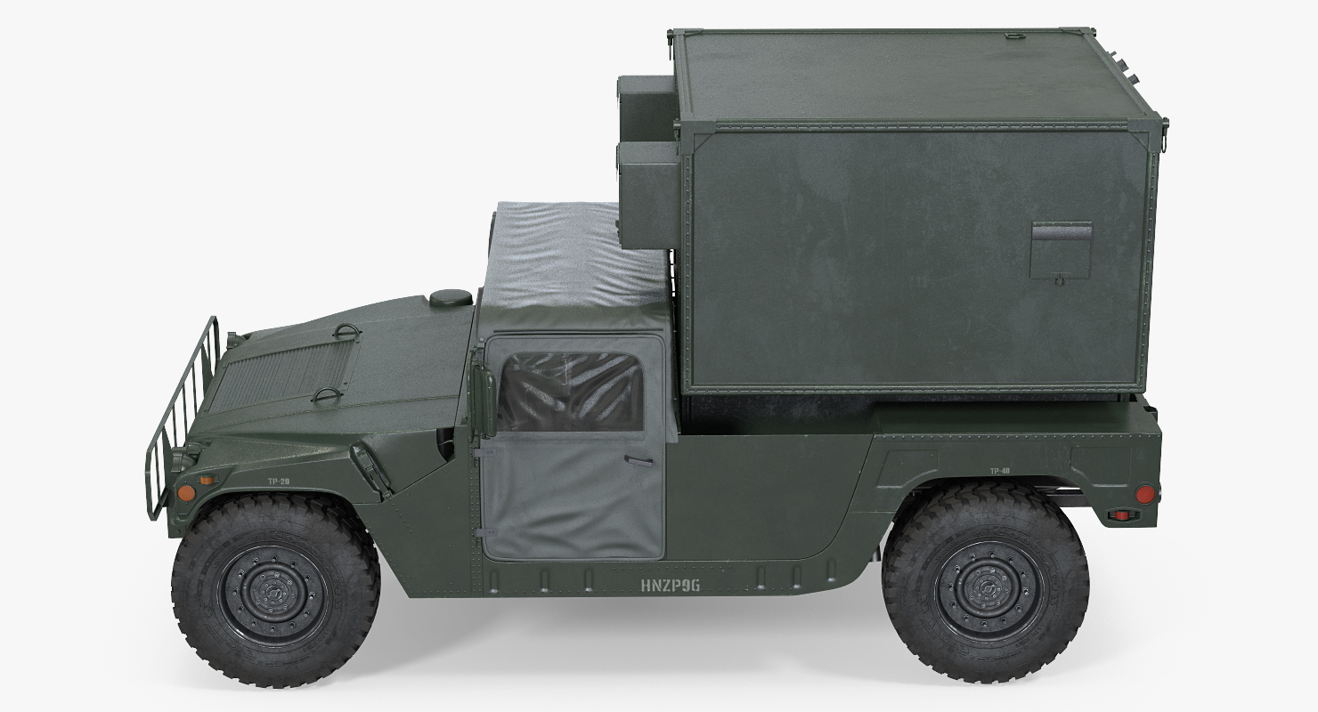 3D Shelter Carrier MSE Car HMMWV m1037 Rigged Green model