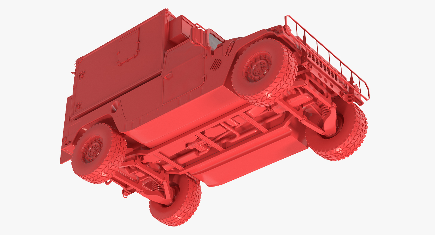 3D Shelter Carrier MSE Car HMMWV m1037 Rigged Green model