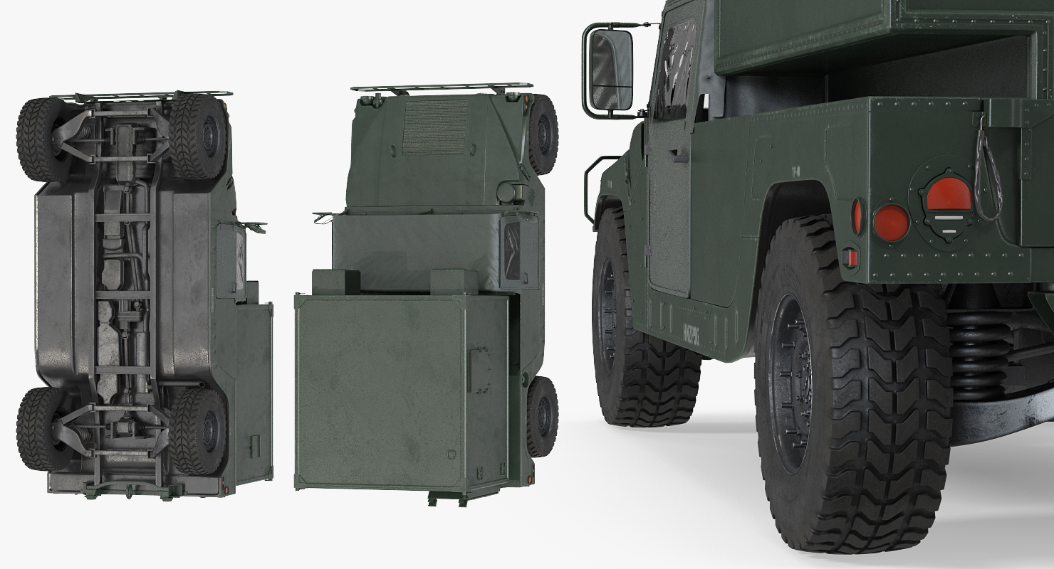 3D Shelter Carrier MSE Car HMMWV m1037 Rigged Green model