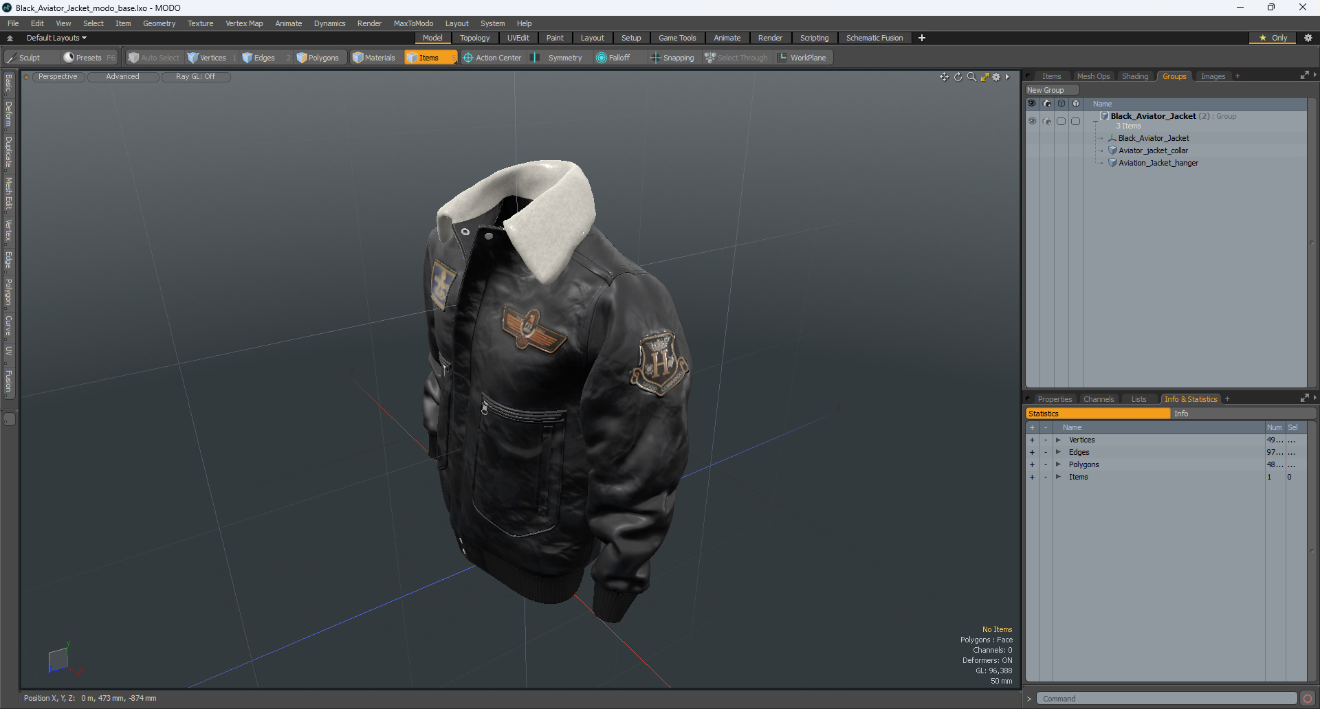 3D model Black Aviator Jacket