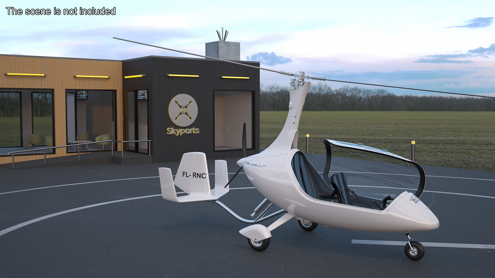 Gyroplane Calidus 912 White Rigged 3D model