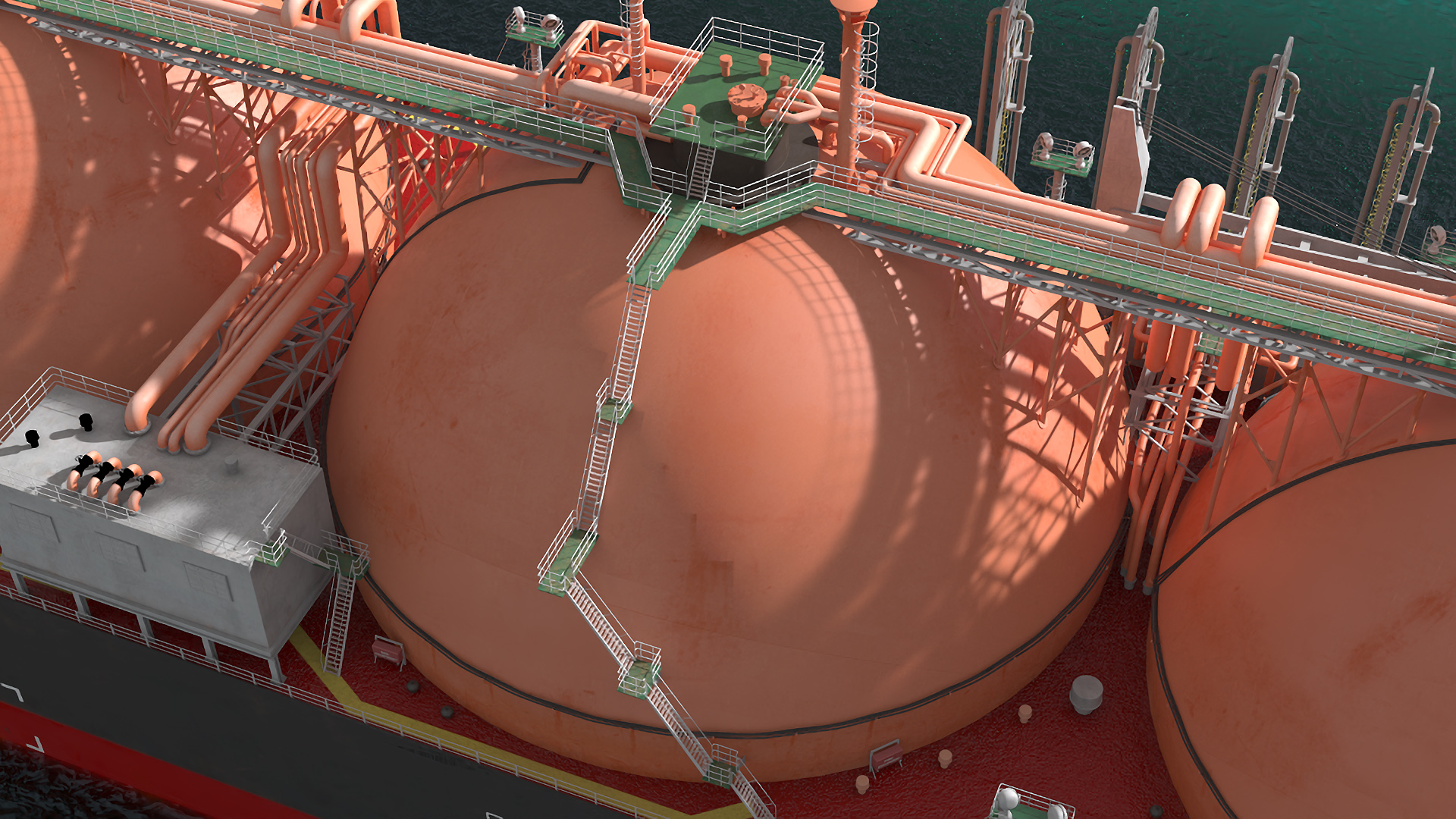 3D Gas Carrier Ship Сonnected to LNG Pier model