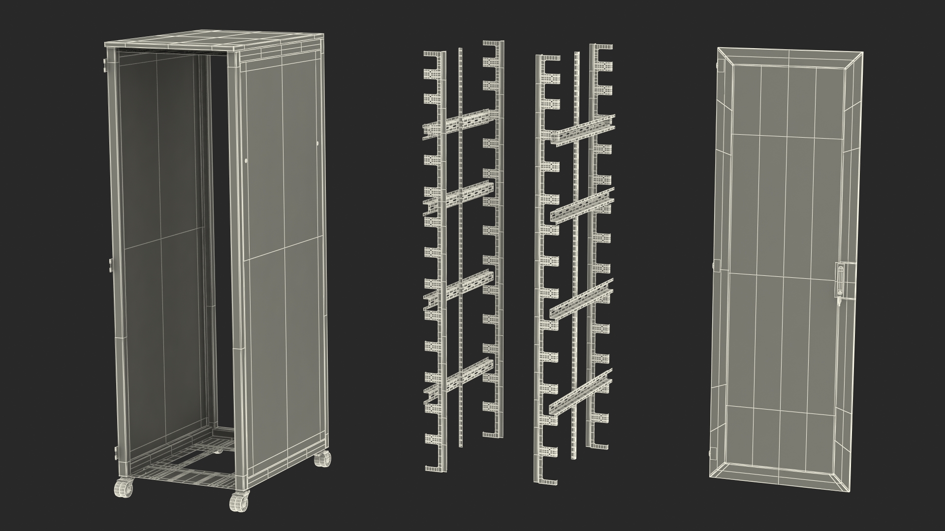 Floor Standing Rack Cabinet 42 Unit White Empty 3D