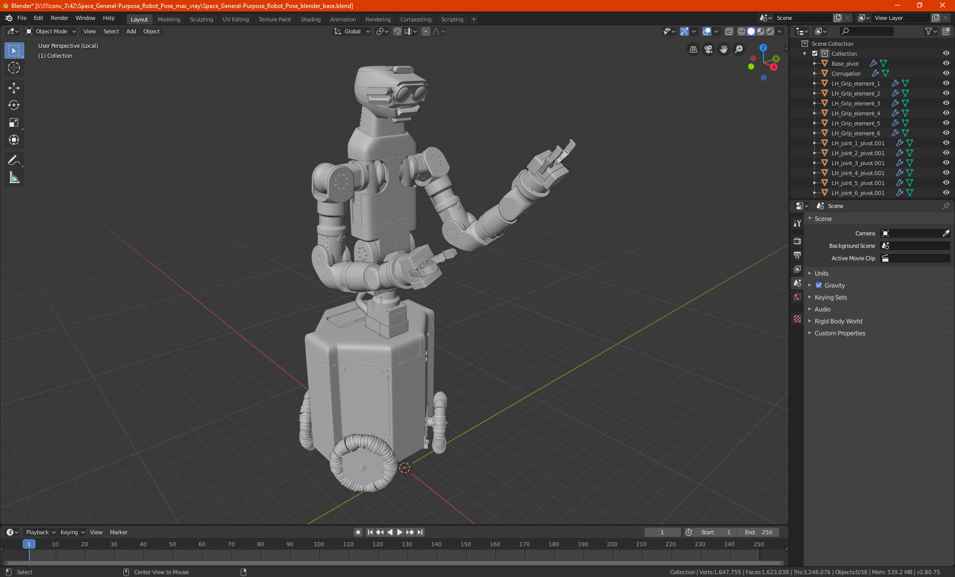 Space General-Purpose Robot Pose 3D