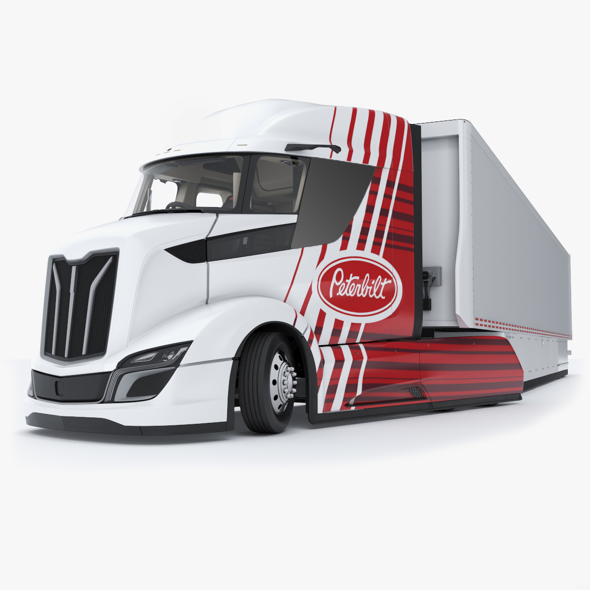 Peterbilt Supertruck 2 with Trailer Rigged 3D