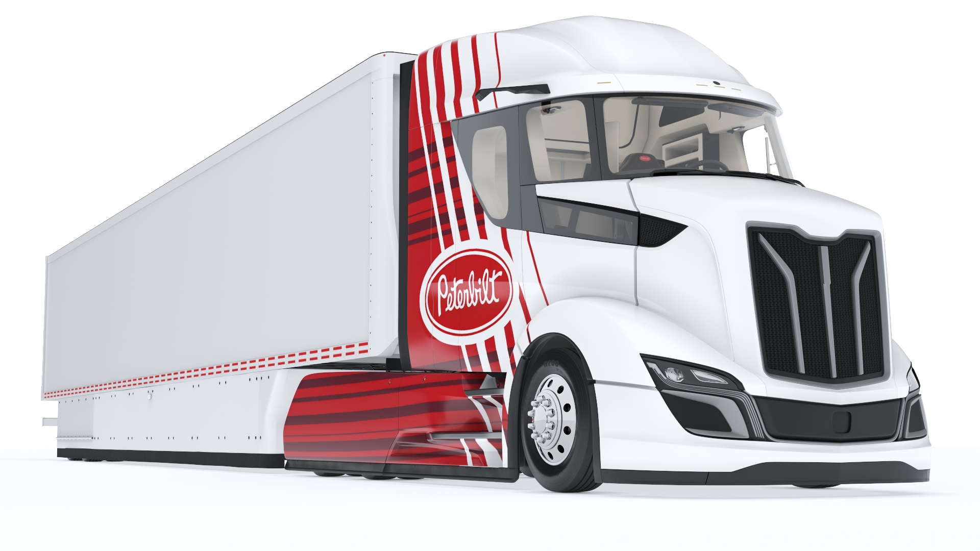 Peterbilt Supertruck 2 with Trailer Rigged 3D