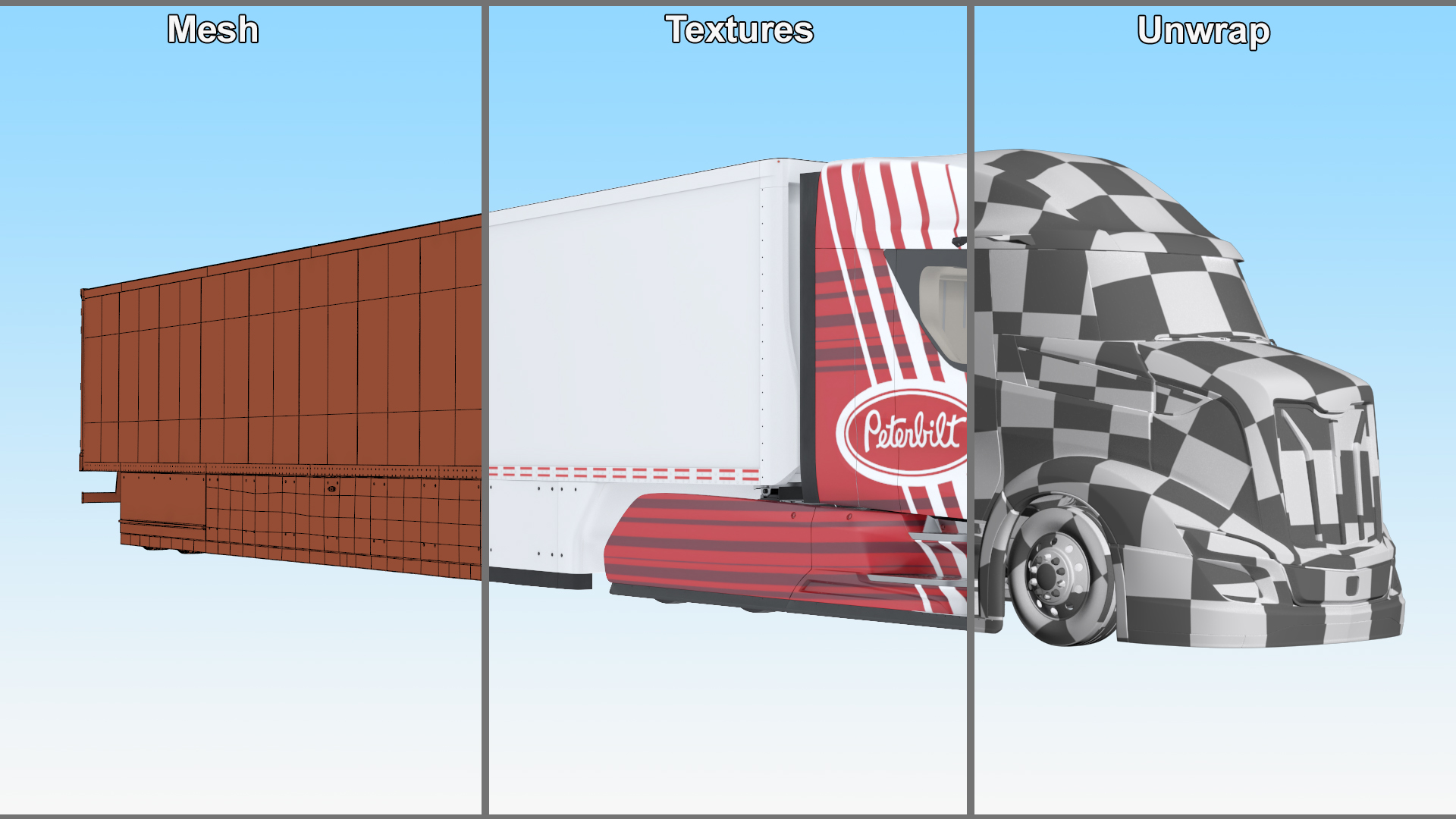 Peterbilt Supertruck 2 with Trailer Rigged 3D