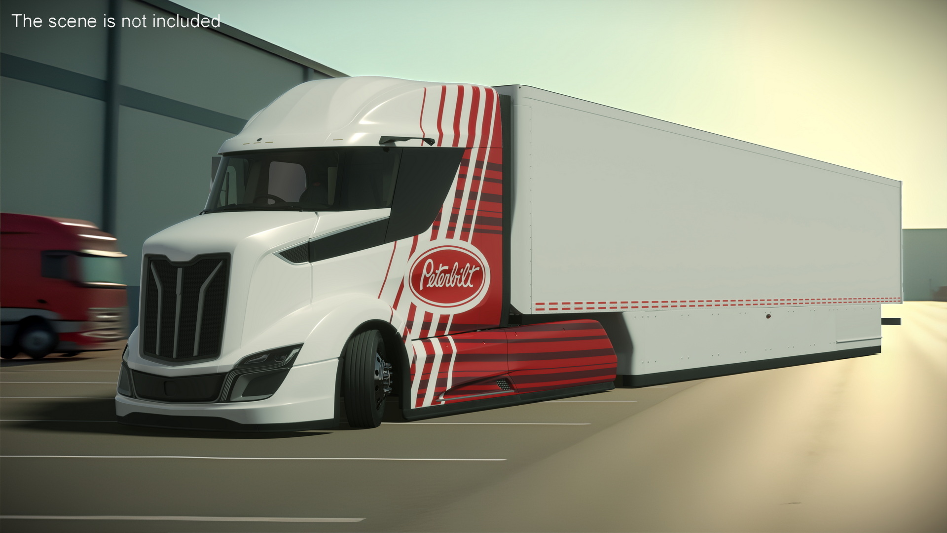 Peterbilt Supertruck 2 with Trailer Rigged 3D