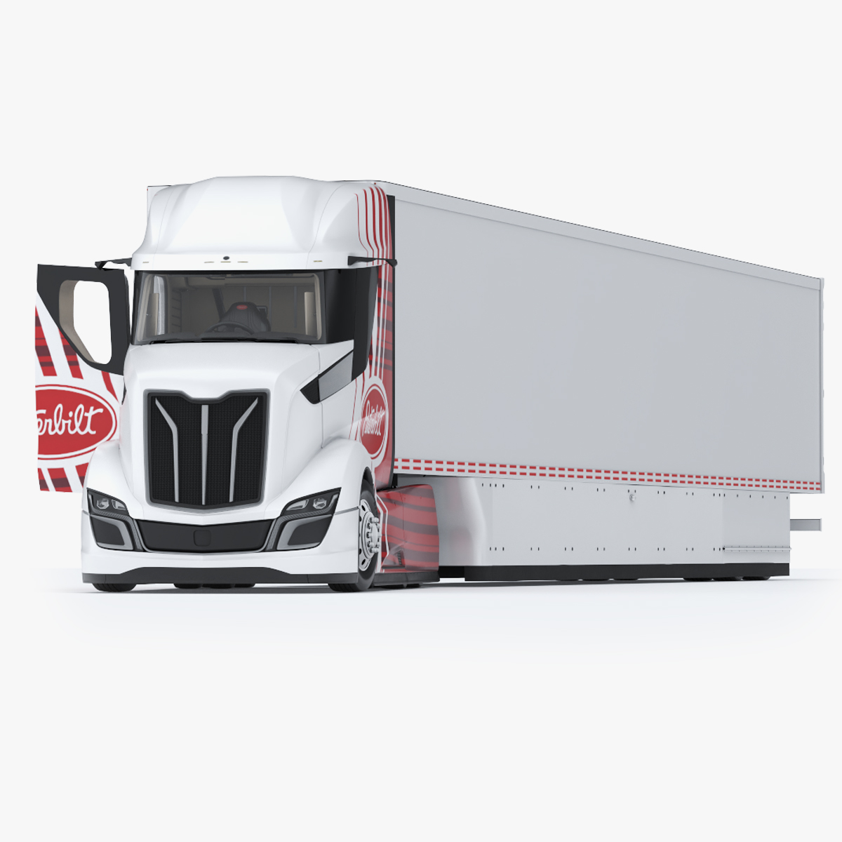 Peterbilt Supertruck 2 with Trailer Rigged 3D