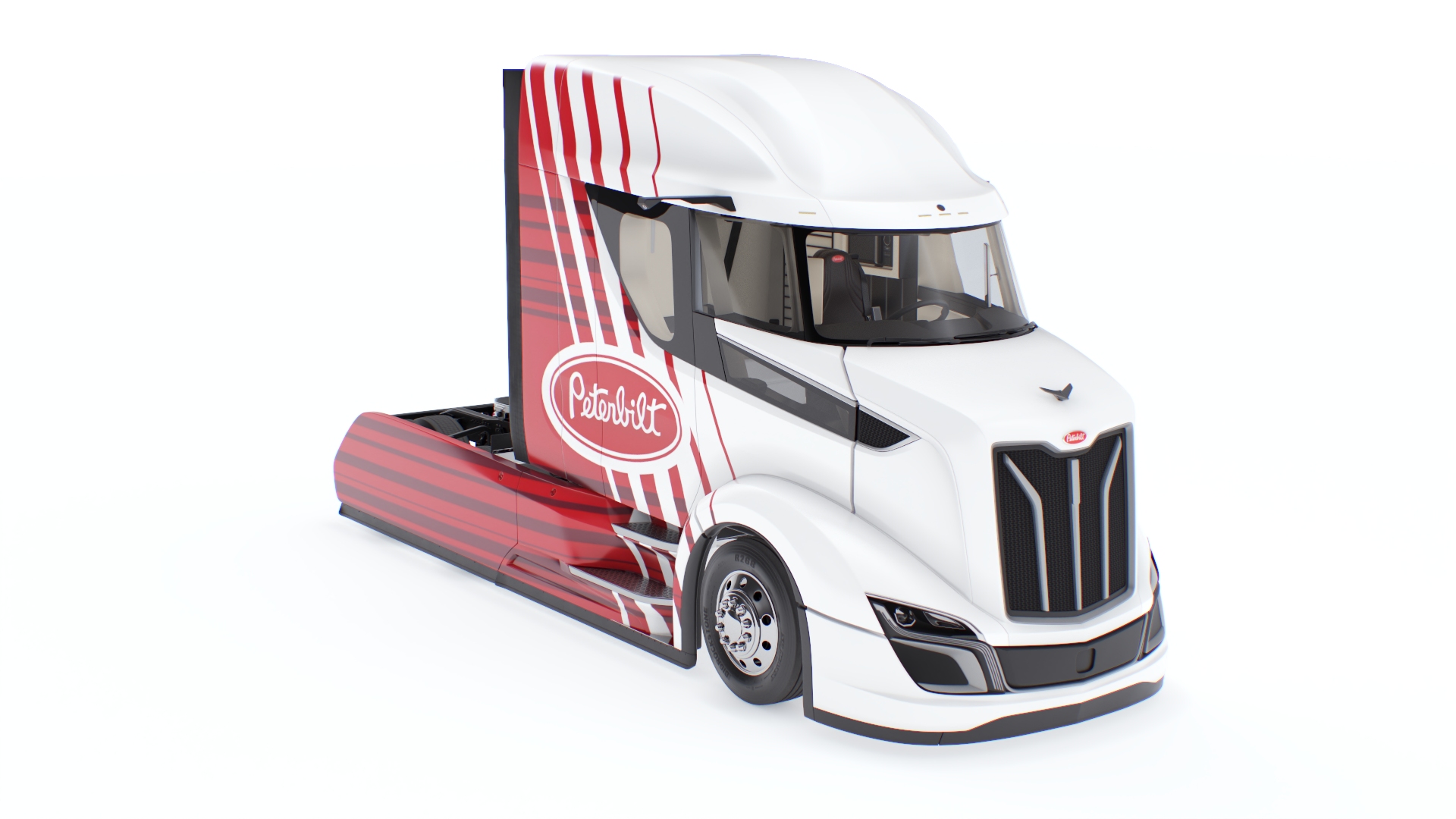 Peterbilt Supertruck 2 with Trailer Rigged 3D