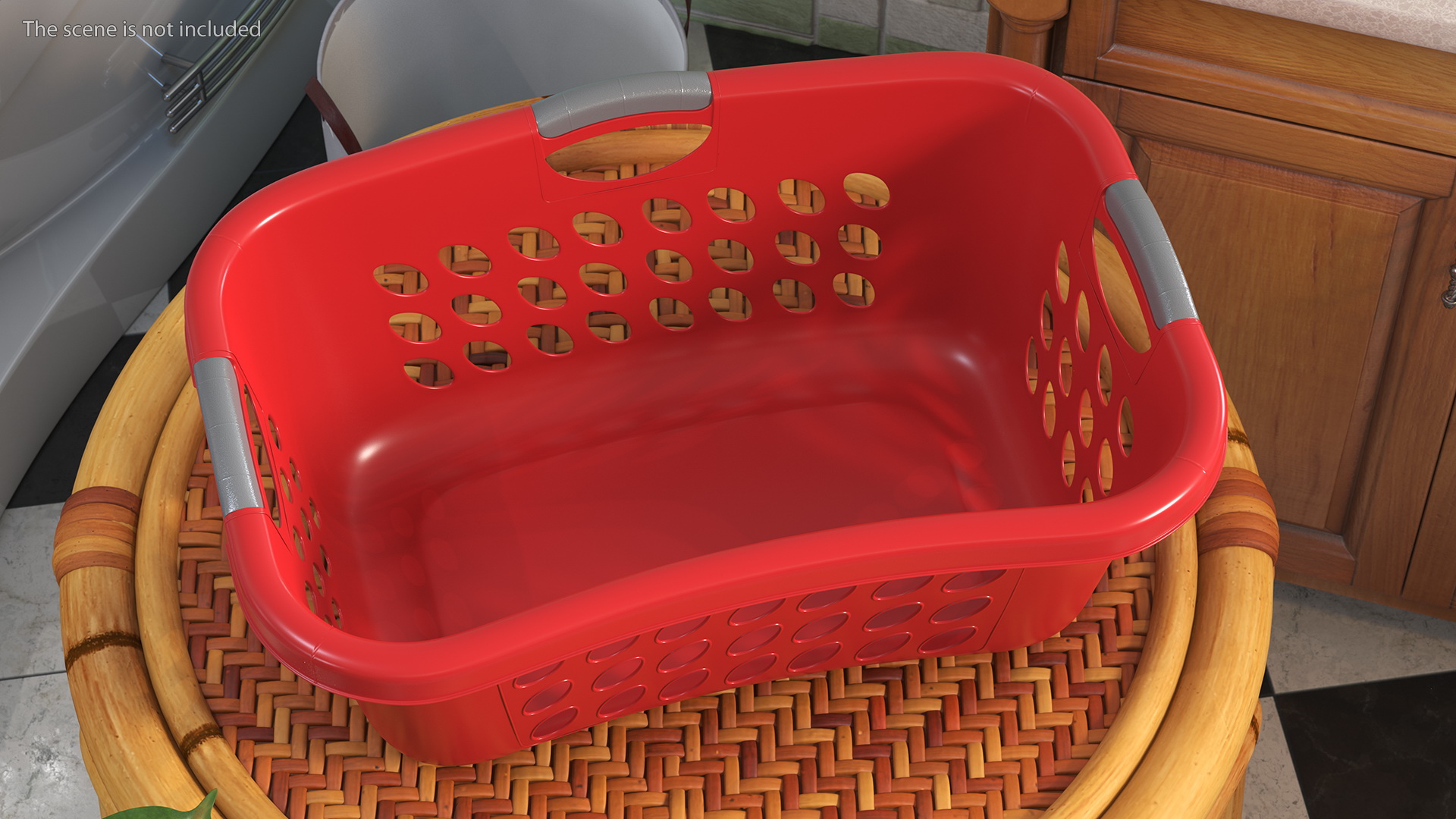 Large Plastic Laundry Basket Red 3D