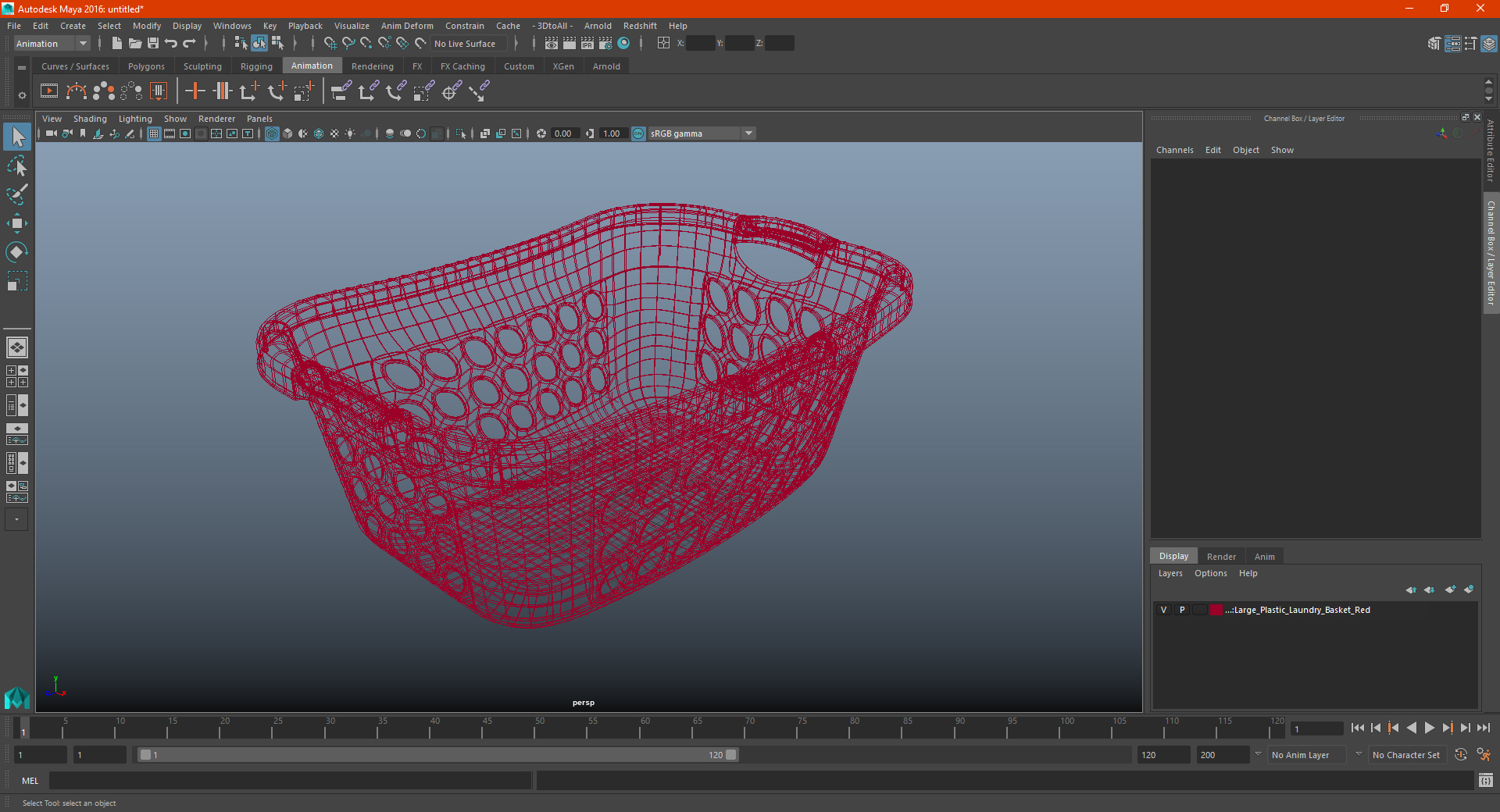 Large Plastic Laundry Basket Red 3D