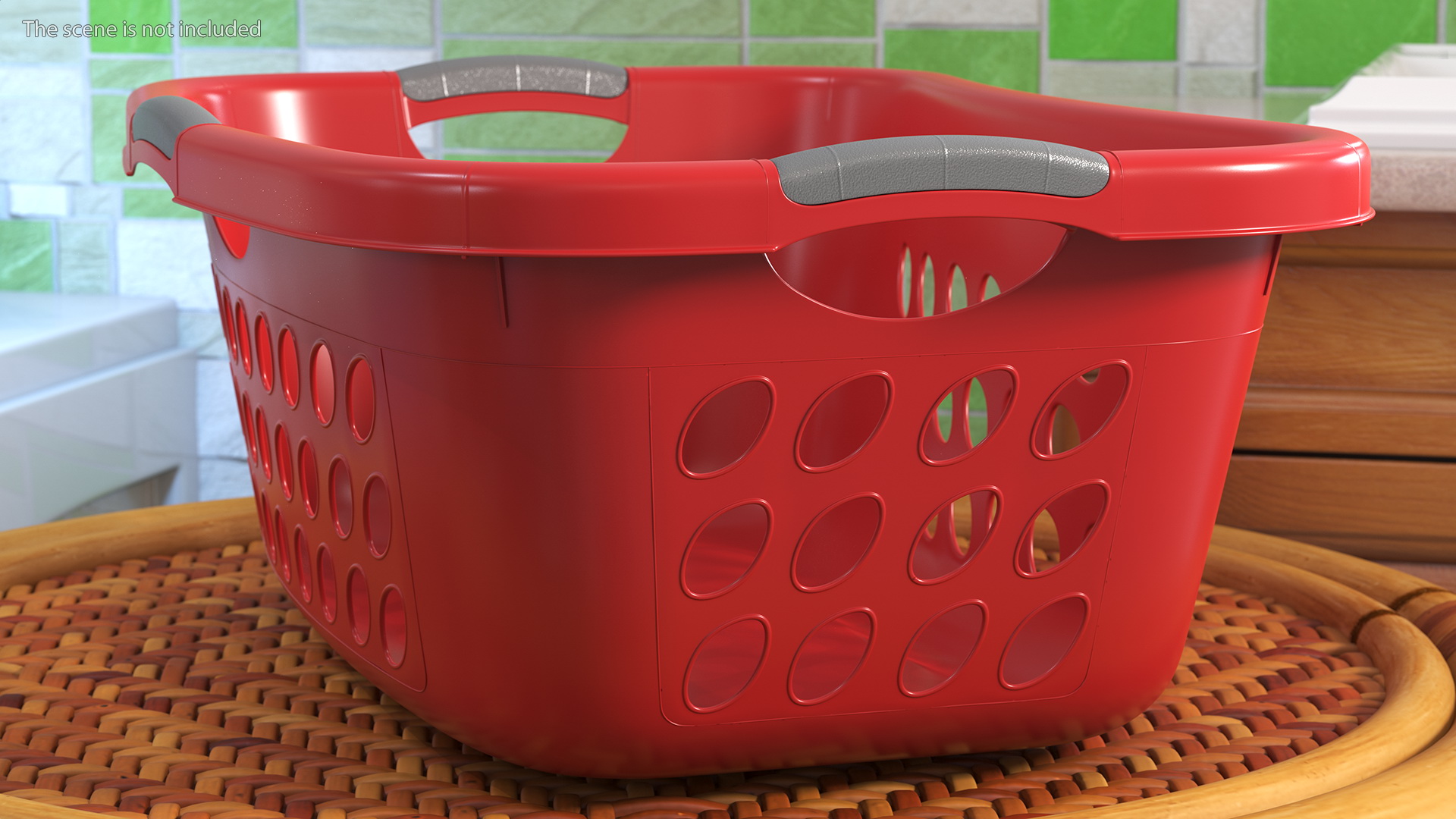 Large Plastic Laundry Basket Red 3D