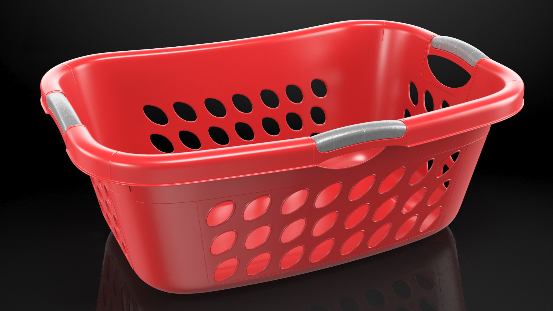 Large Plastic Laundry Basket Red 3D