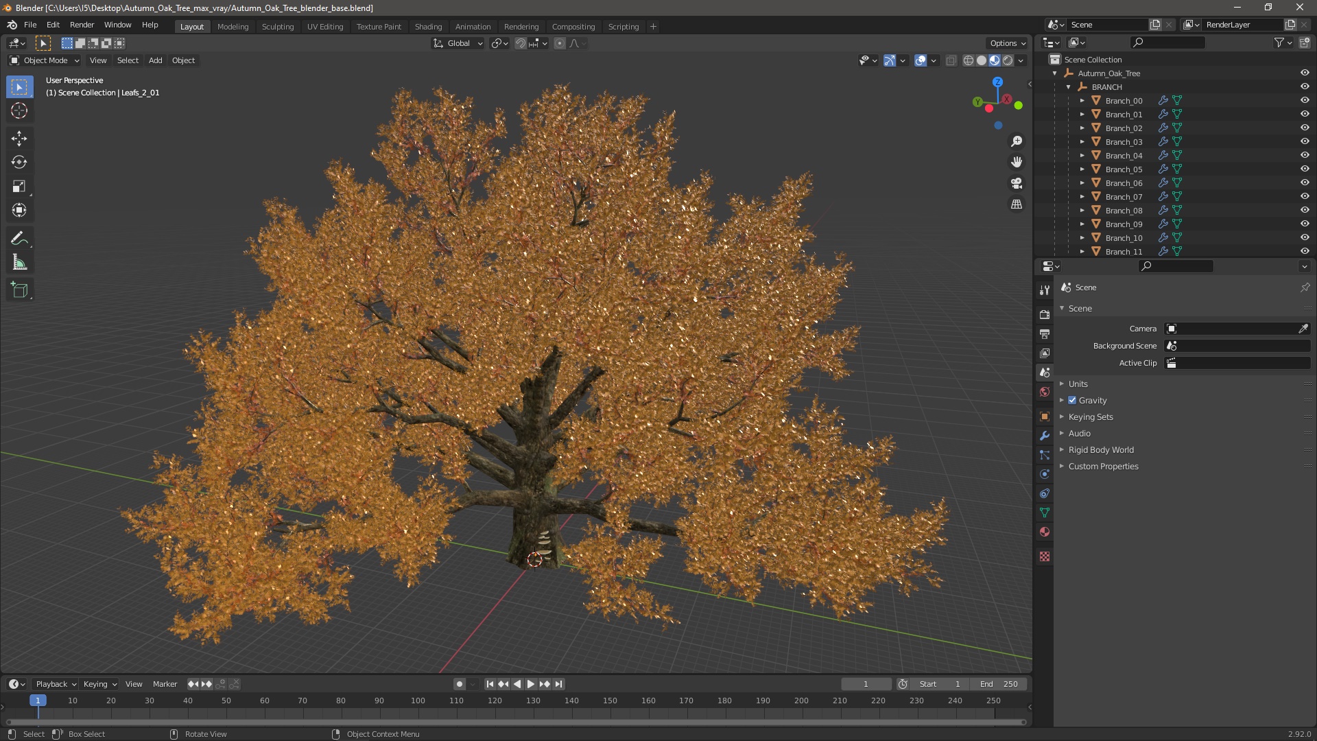 3D model Autumn Oak Tree