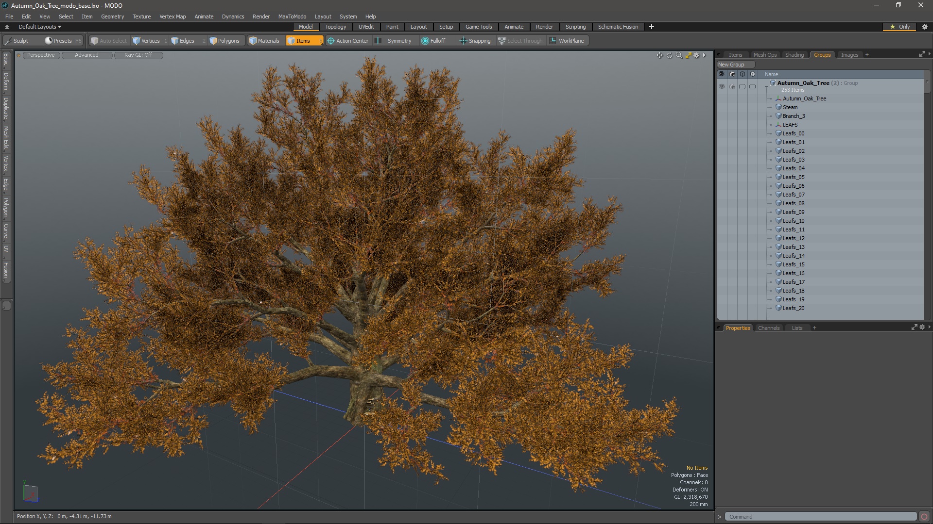 3D model Autumn Oak Tree