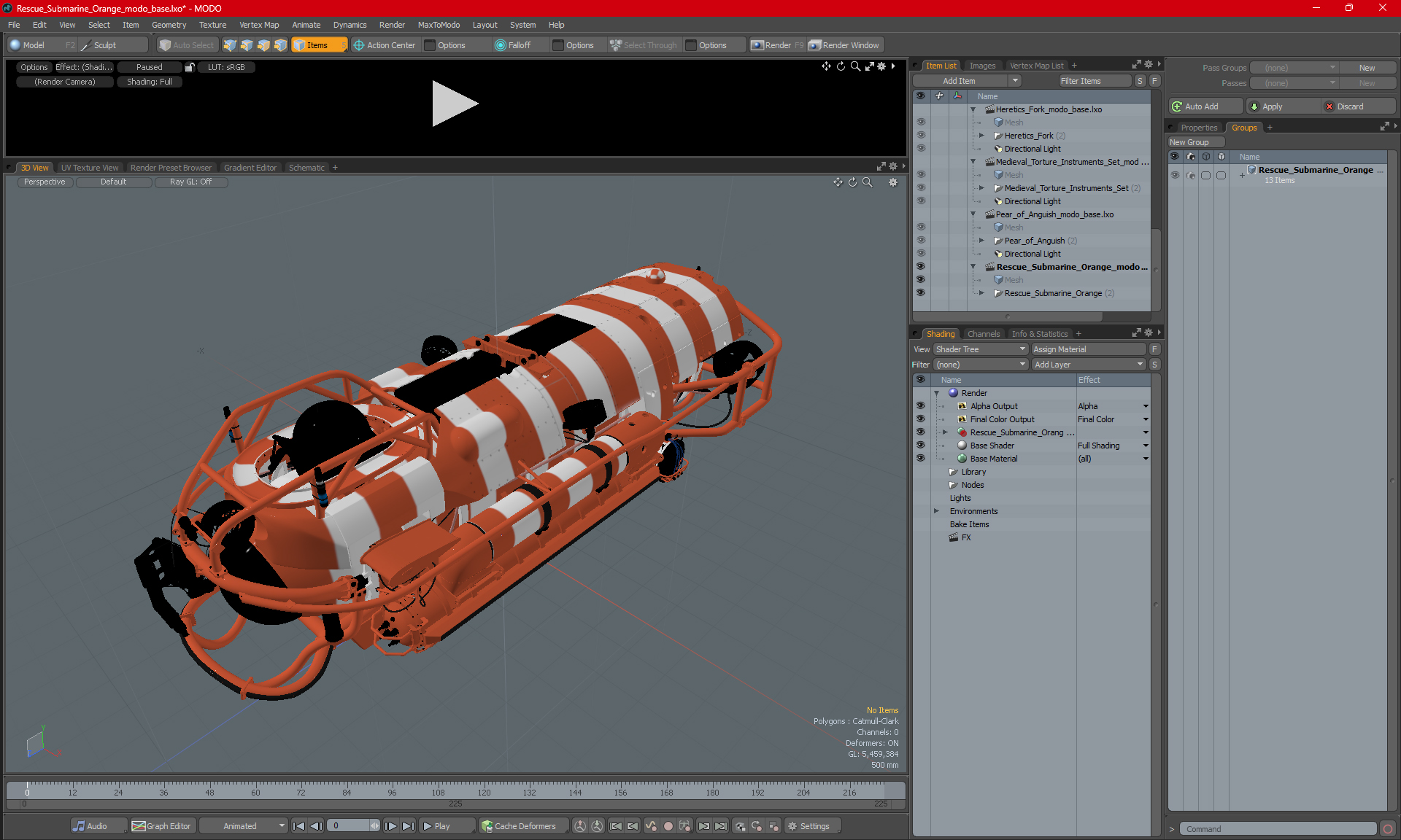 3D Rescue Submarine Orange model