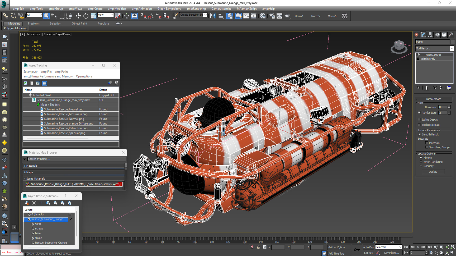 3D Rescue Submarine Orange model