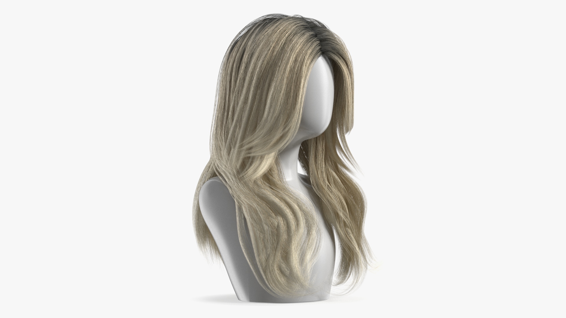 Wig Long Wavy Hairstyle Blond 3D model