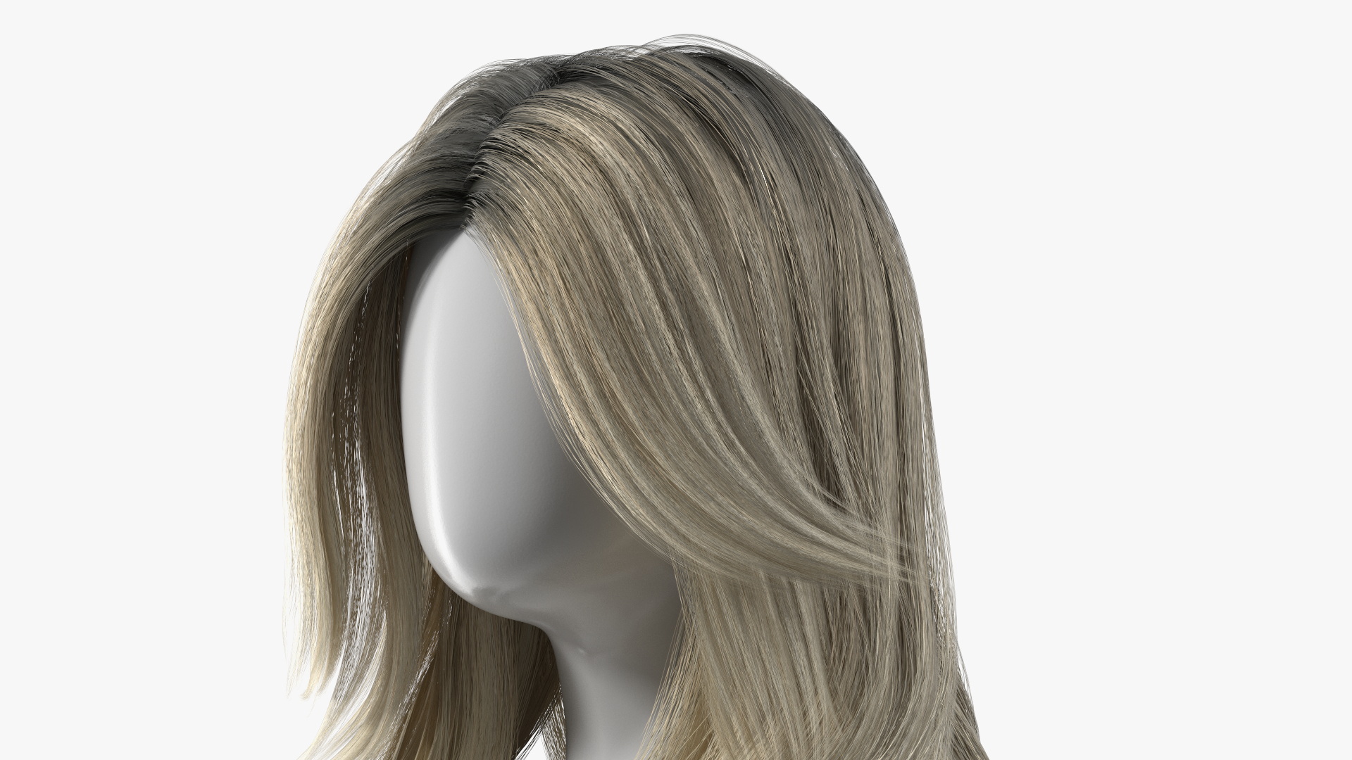 Wig Long Wavy Hairstyle Blond 3D model