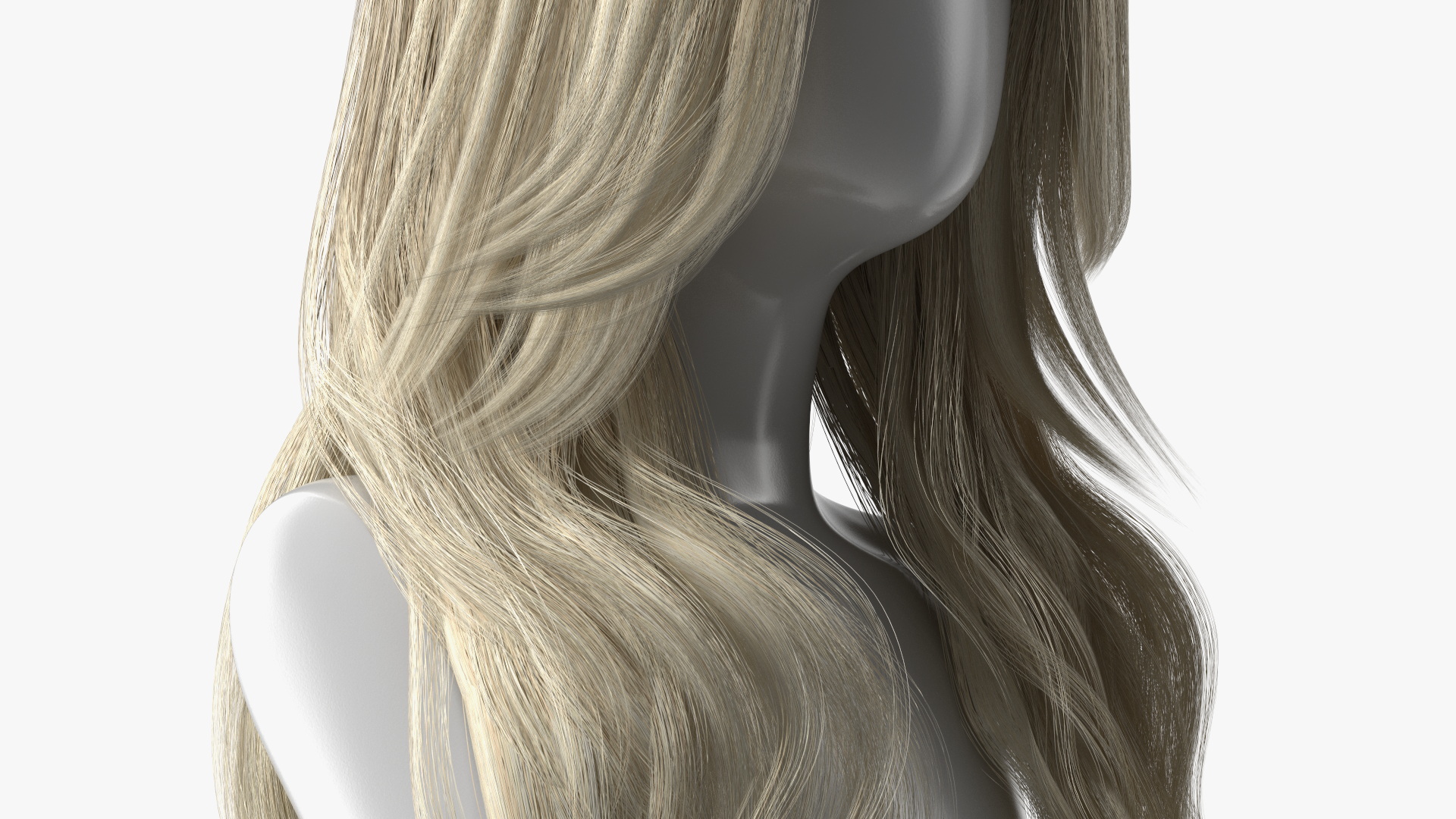 Wig Long Wavy Hairstyle Blond 3D model