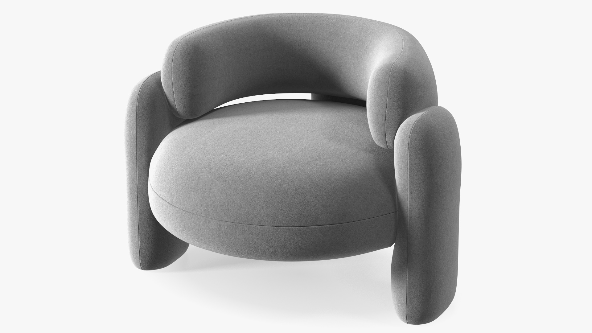 Modern Velvet Grey Armchair 3D