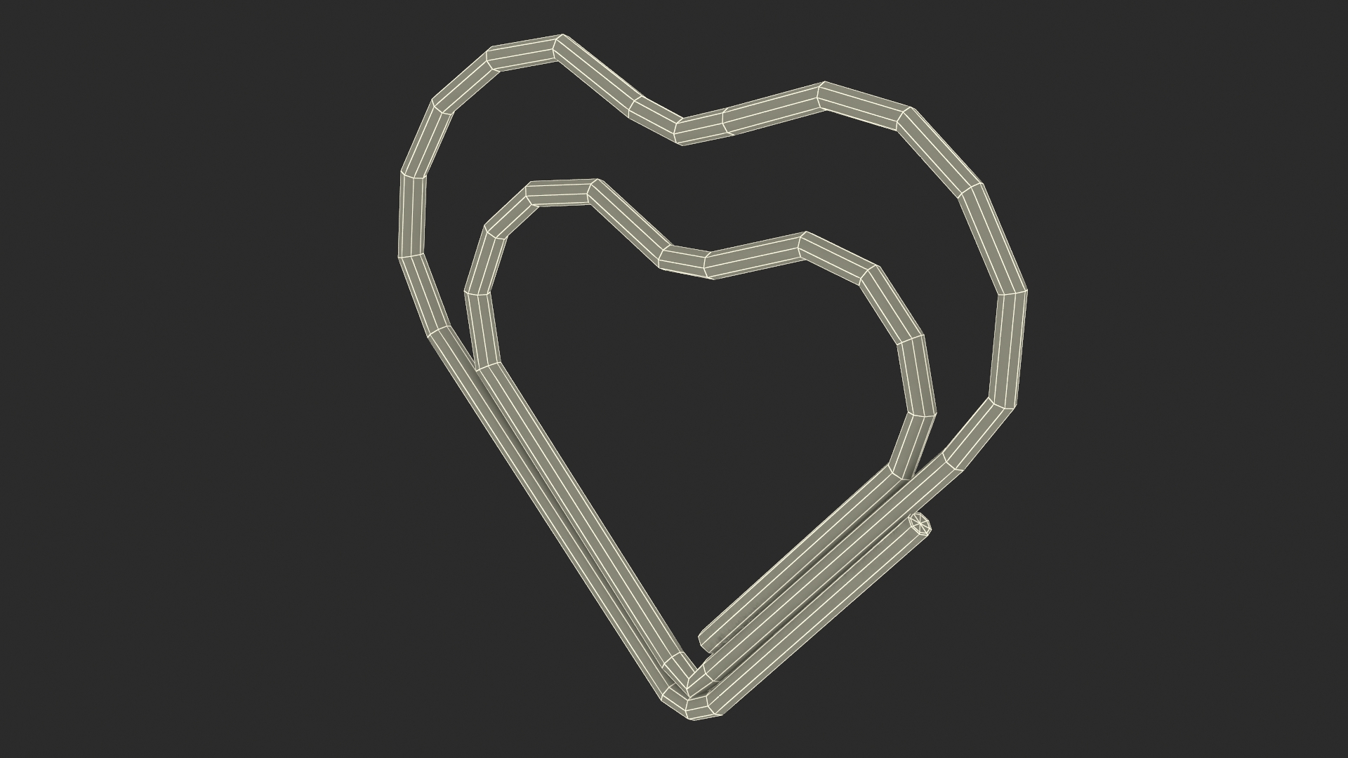 3D Heart Shaped Paper Clip model