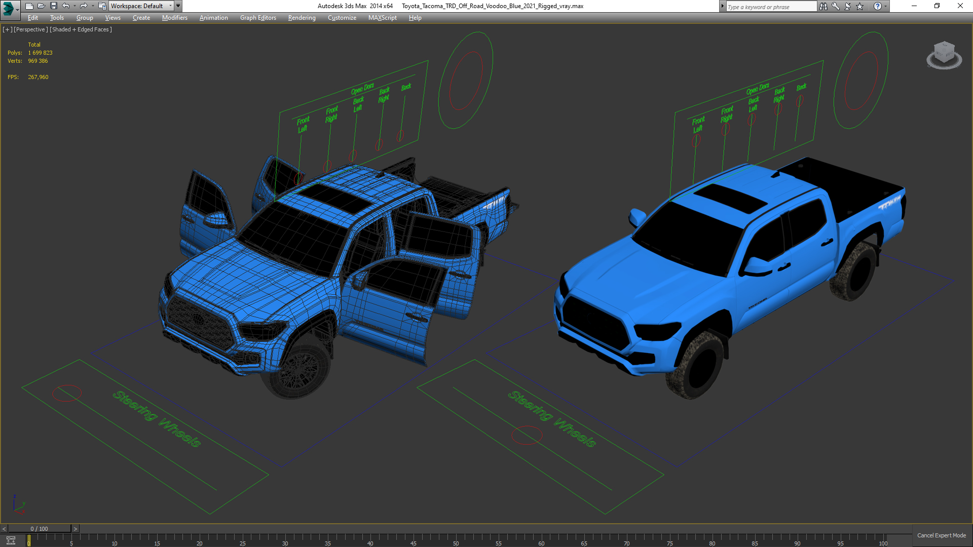 3D model Toyota Tacoma TRD Off Road Voodoo Blue 2021 Rigged