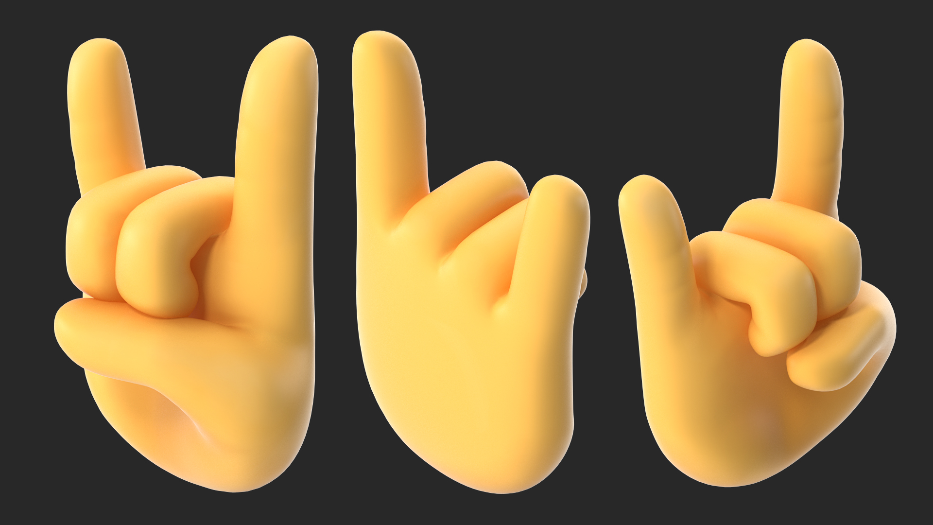 3D Sign of the Horns Emoji model