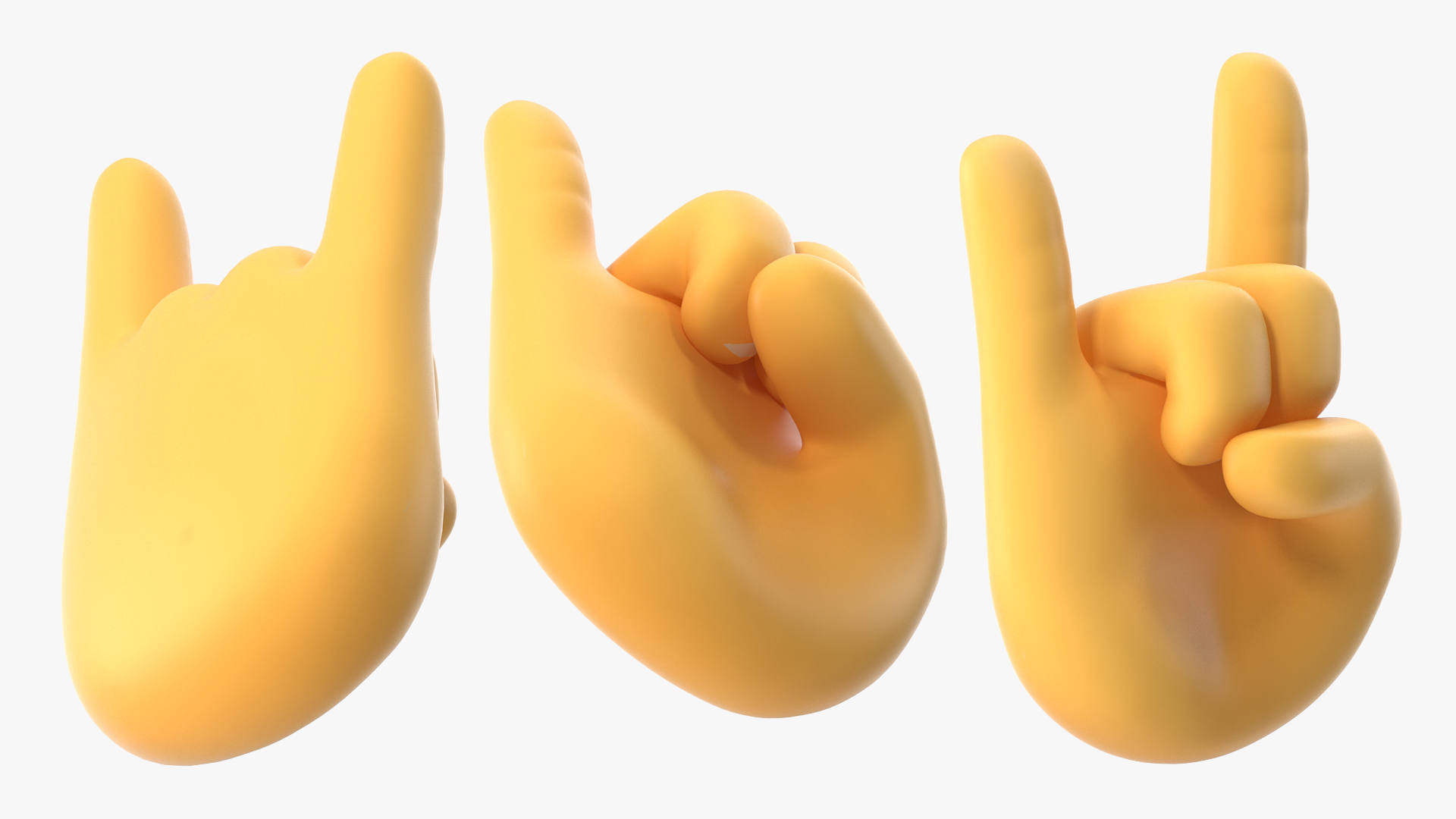 3D Sign of the Horns Emoji model