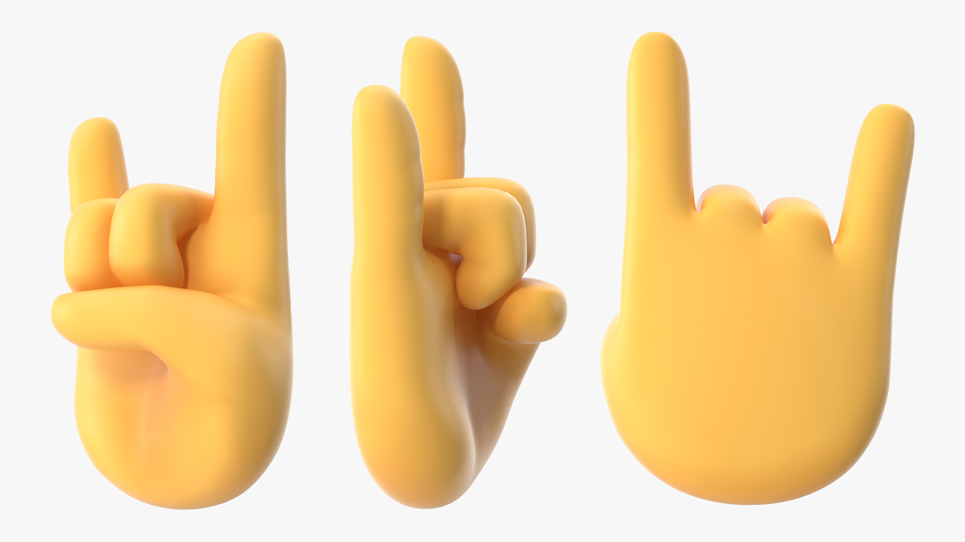 3D Sign of the Horns Emoji model