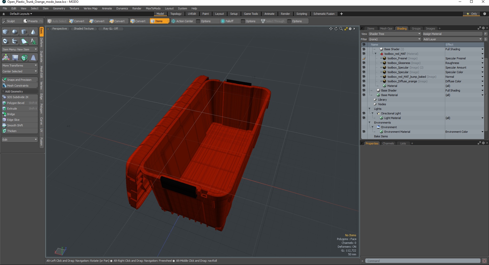 3D model Open Plastic Trunk Orange