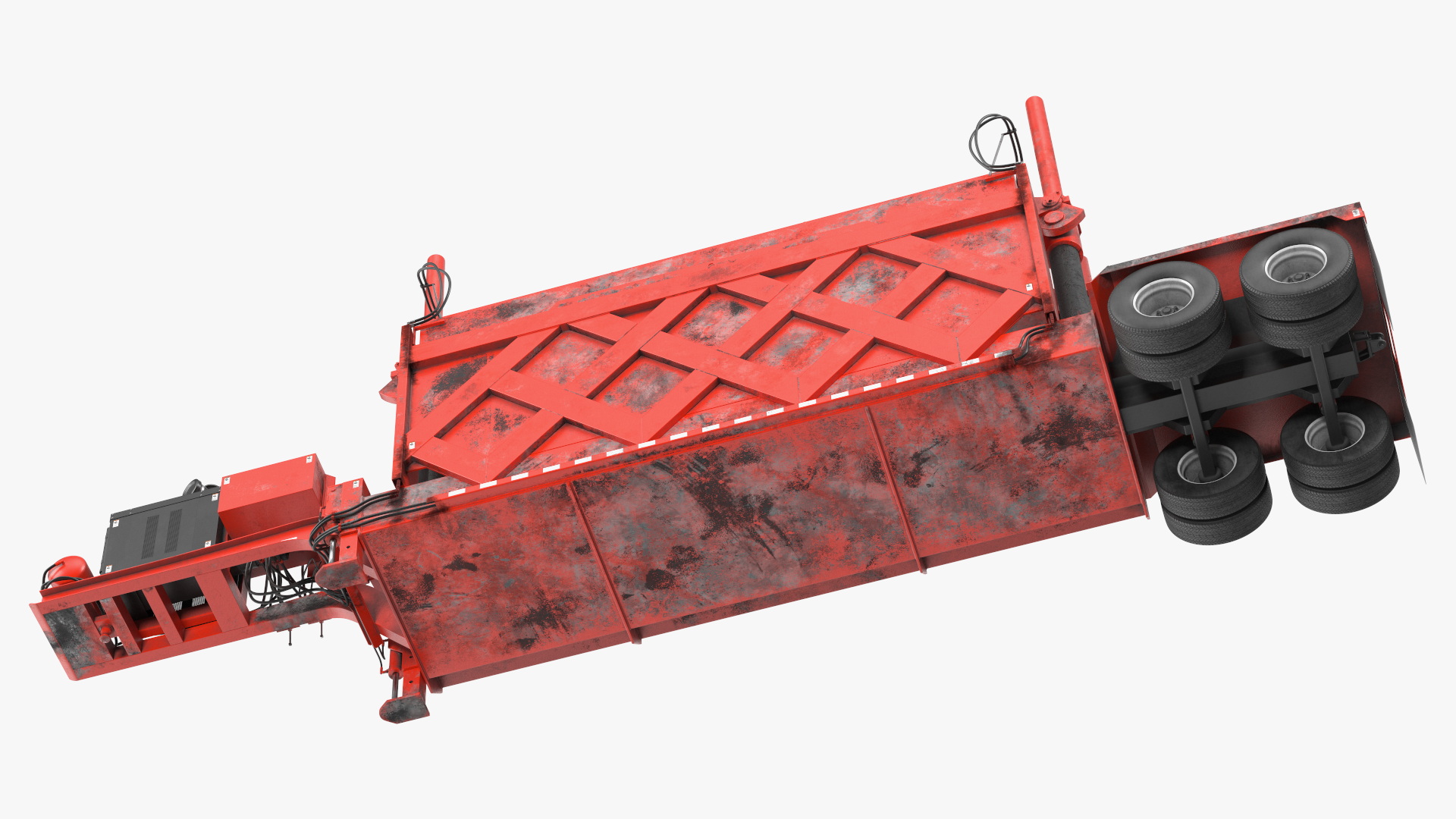 Old Portable Car Crusher Impact 5 Red Rigged 3D model