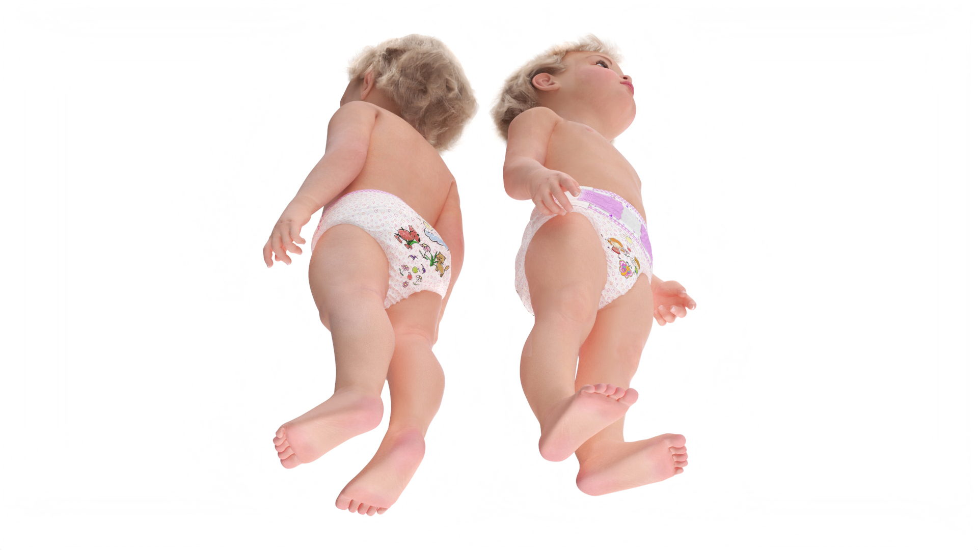 3D model Toddler Girl in Diaper Standing Fur