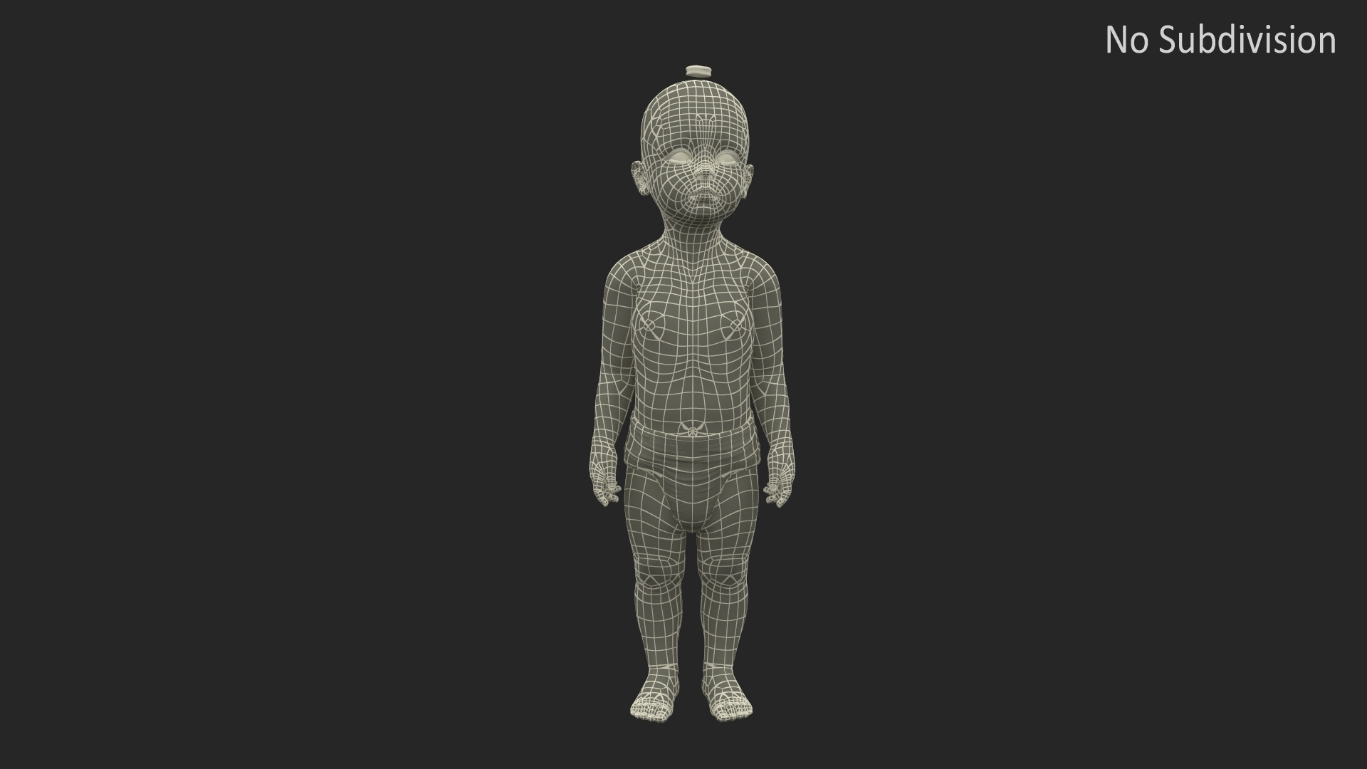 3D model Toddler Girl in Diaper Standing Fur