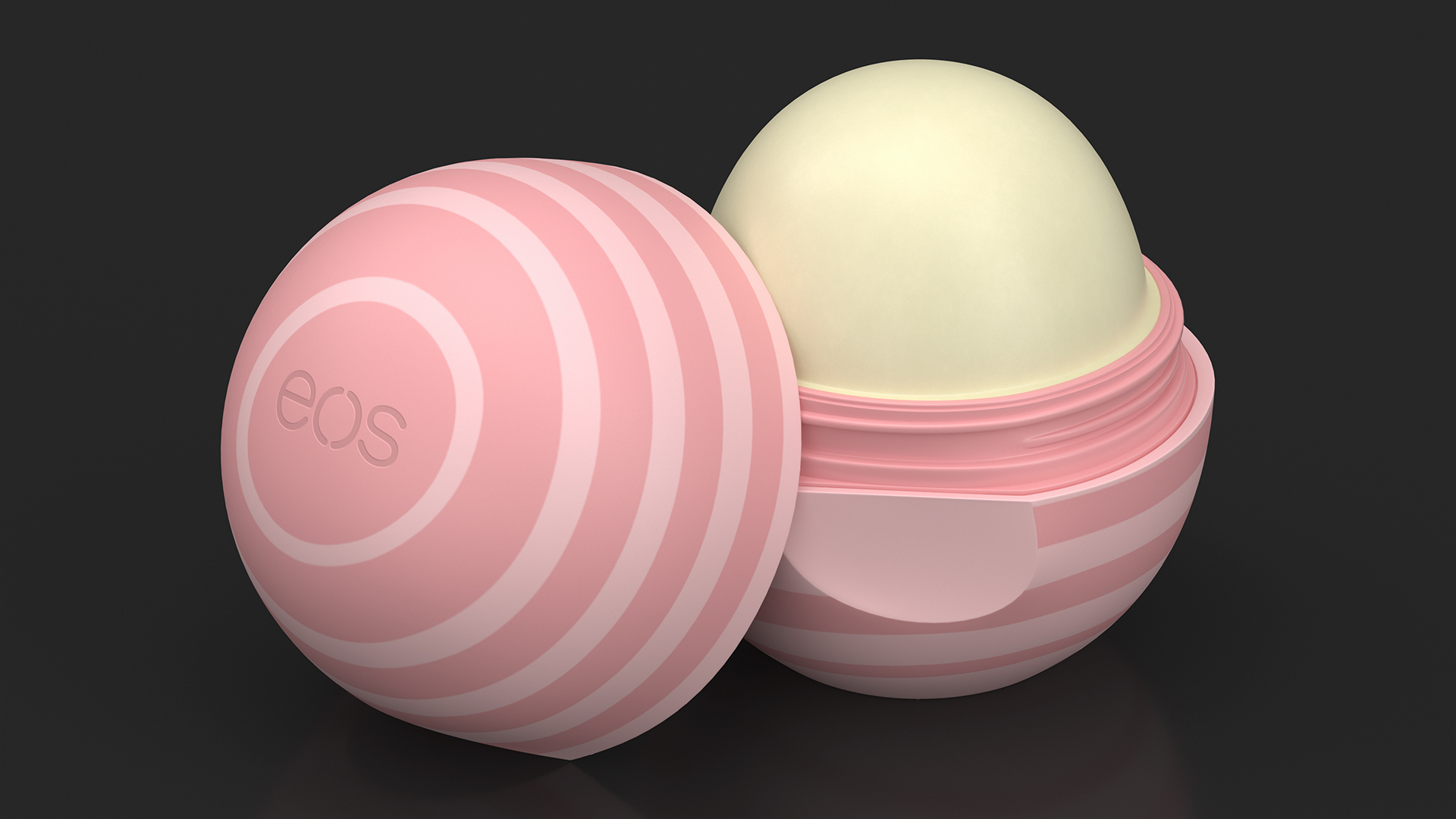 3D EOS Natural Lip Balm Pink Stripes Open model