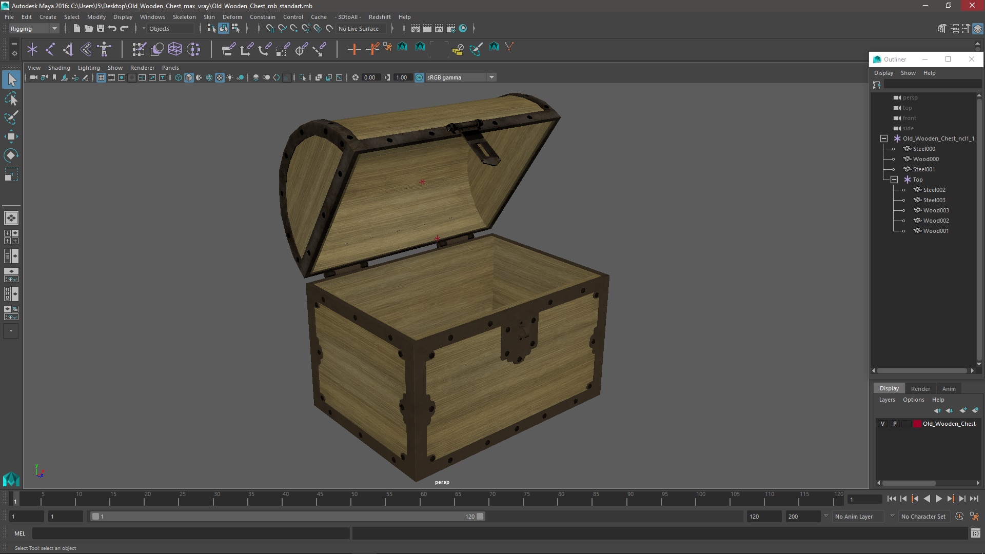 3D Old Wooden Chest