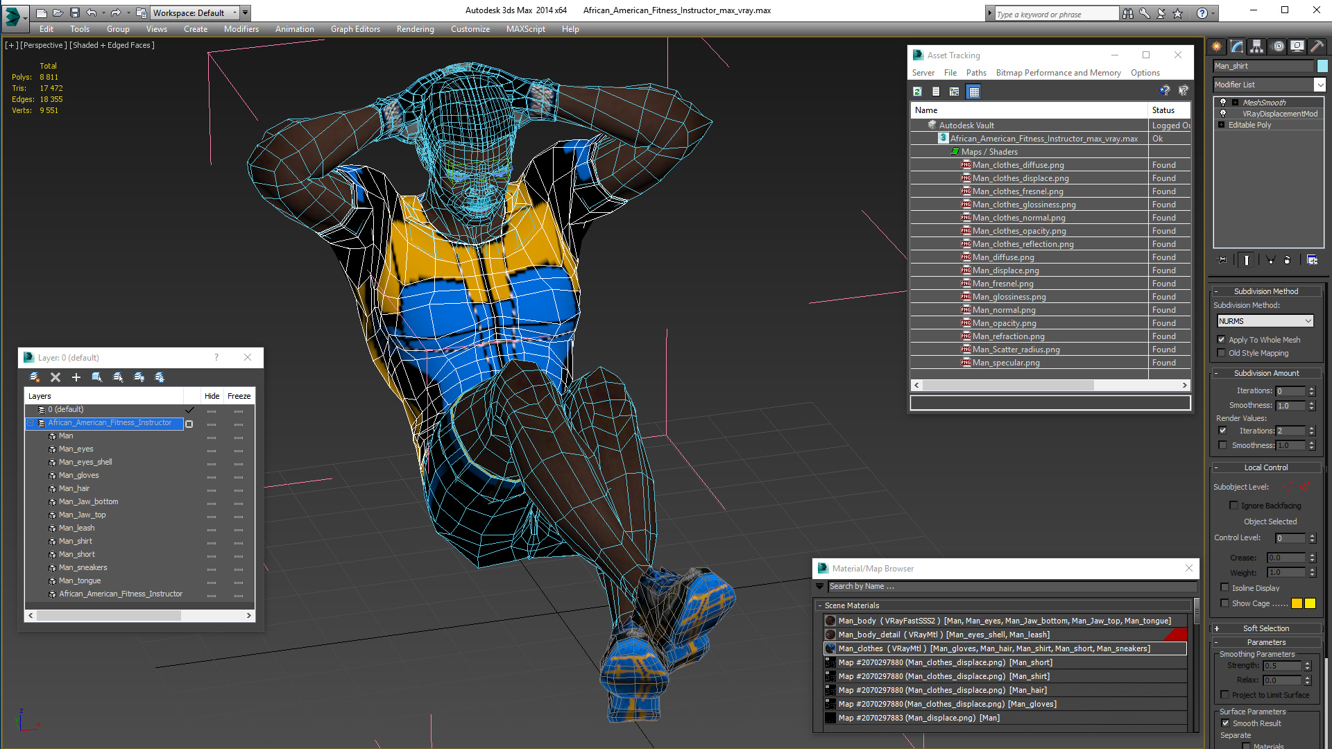 3D model African American Fitness Instructor