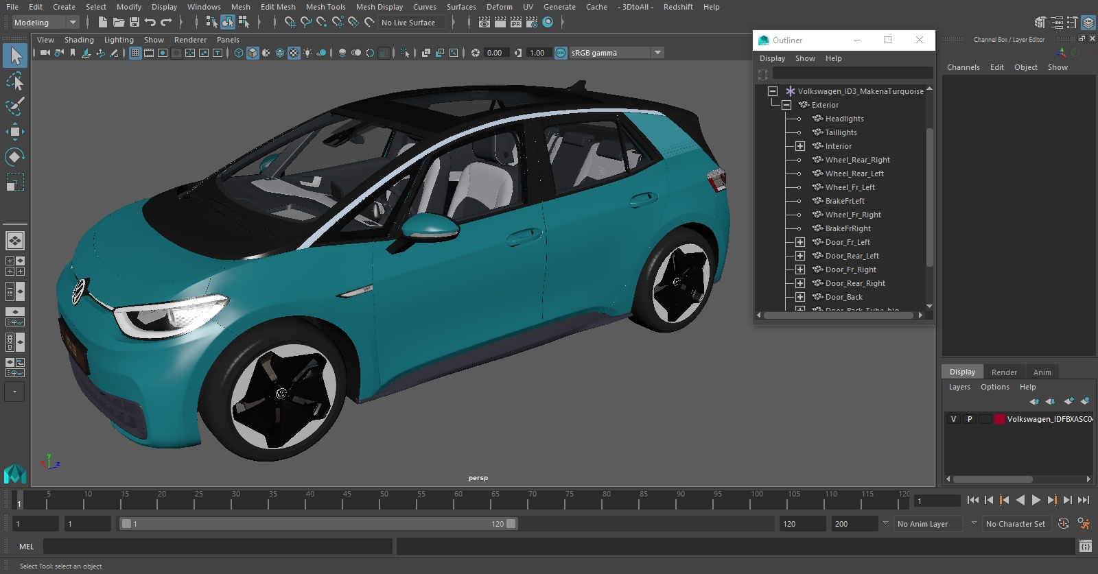 3D Volkswagen ID3 Makena Turquoise