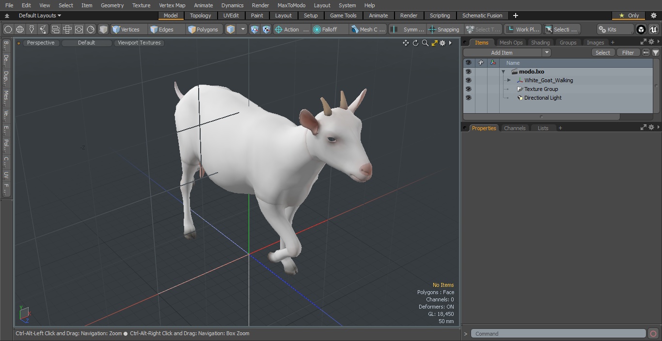 3D White Goat Walking model