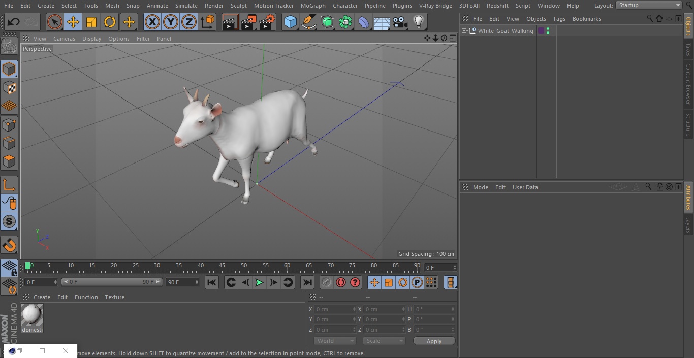 3D White Goat Walking model